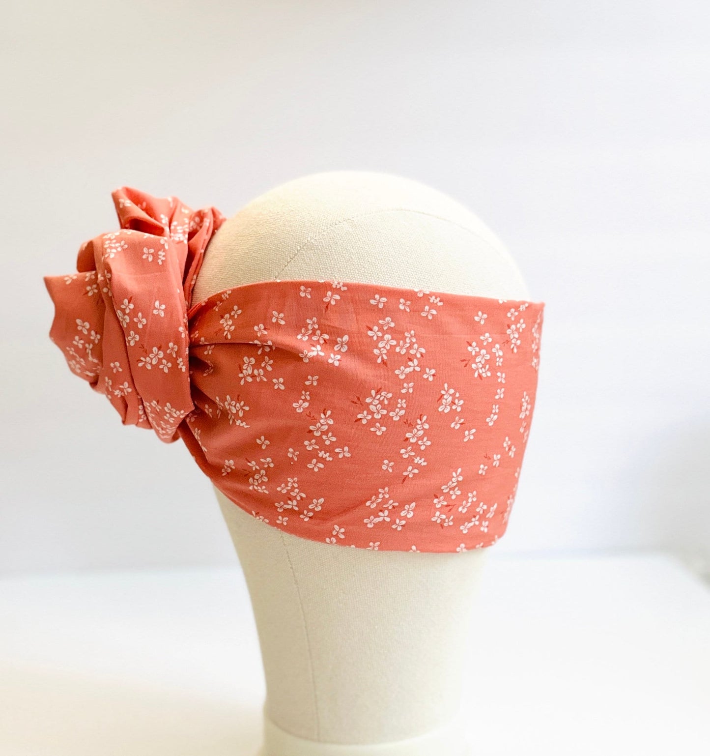 Extra Long Wide Adjustable Wire Wrap Headband, Pink Floral Print , Wired Headband, Fabric Head Wrap , Turban, Boho Handmade Accessories