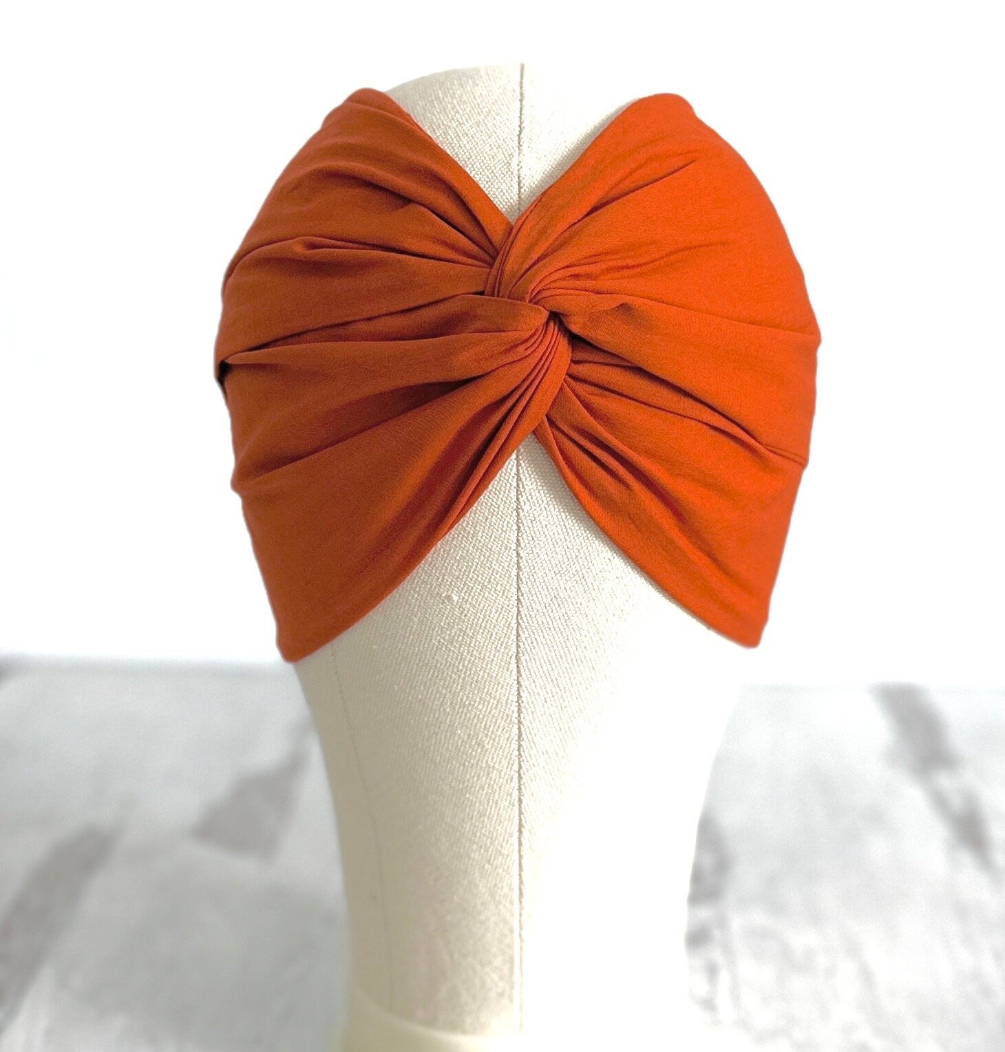 Extra Long Wide Adjustable Wire Headband, Orange Solid Colored, Wired Headband, Fabric Head Wrap, Turban, Cotton Headband for Women