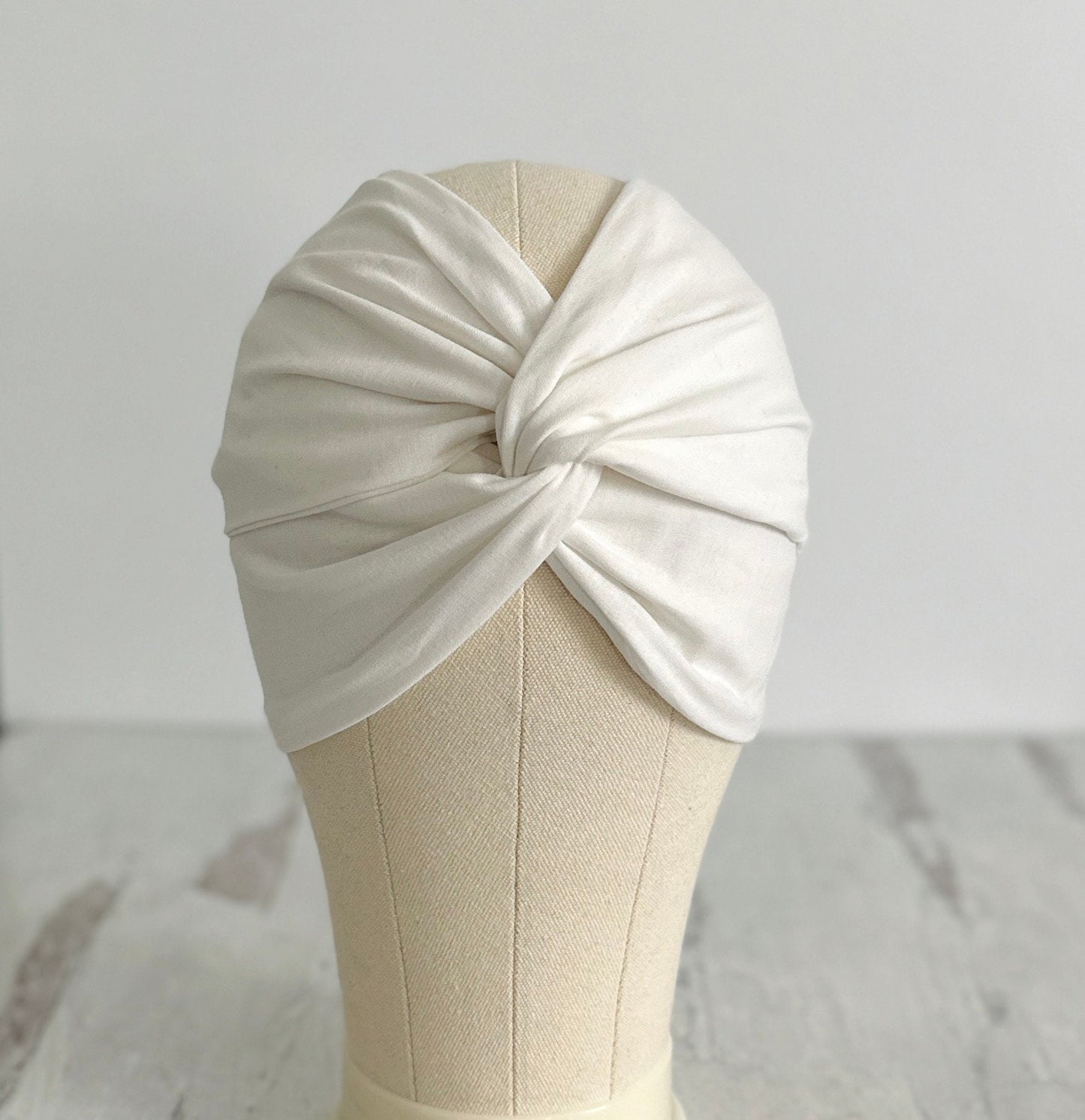 Extra Long Wide Adjustable Wire Headband, White Solid Colored, Wired Headband, Fabric Head Wrap, Turban, Cotton Headband for Women