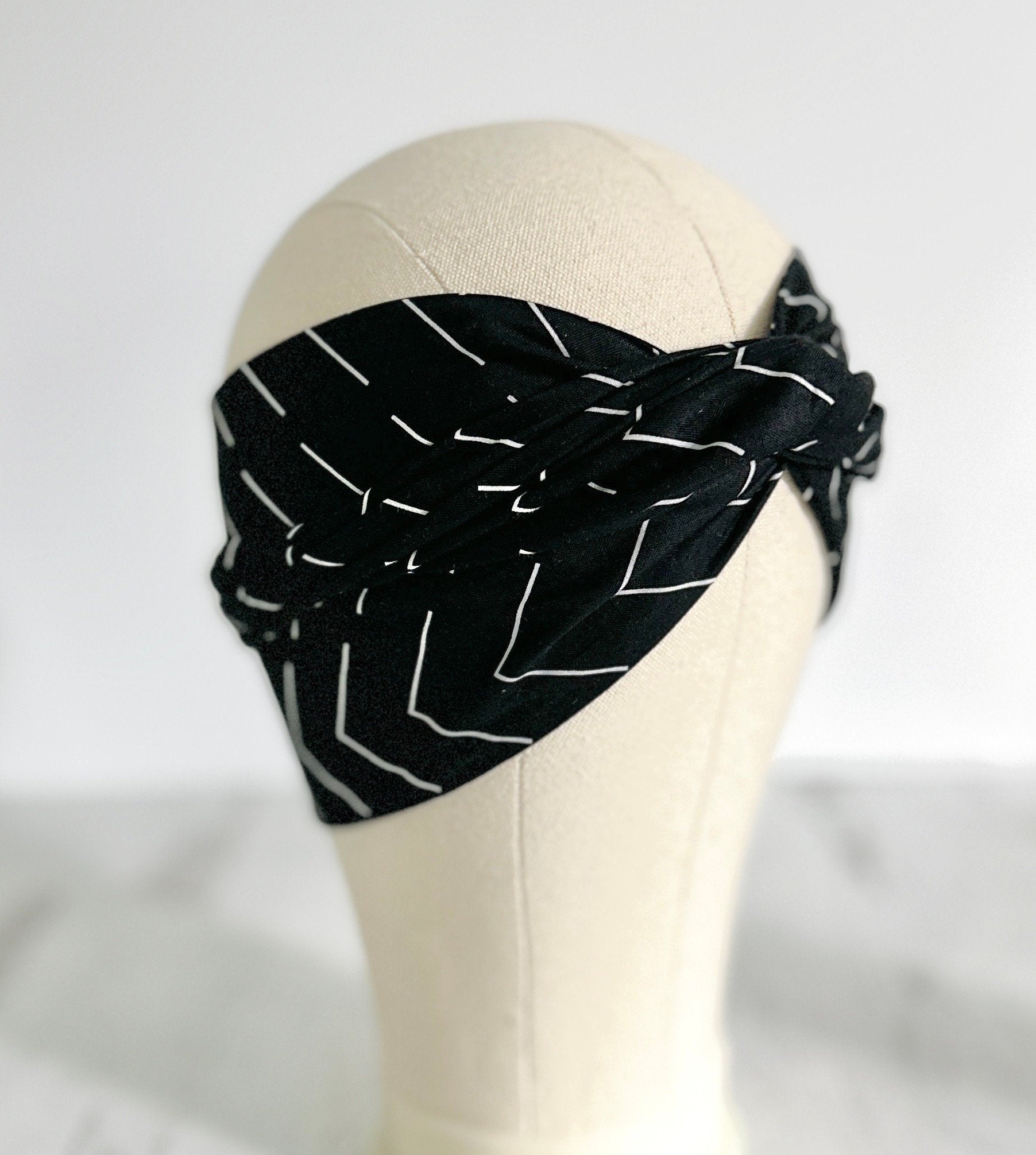 Extra Long Wide Adjustable Wire Headband, Abstract Geometric Pattern, Wired Headband, Fabric Head Wrap, Turban, Accessories, Women