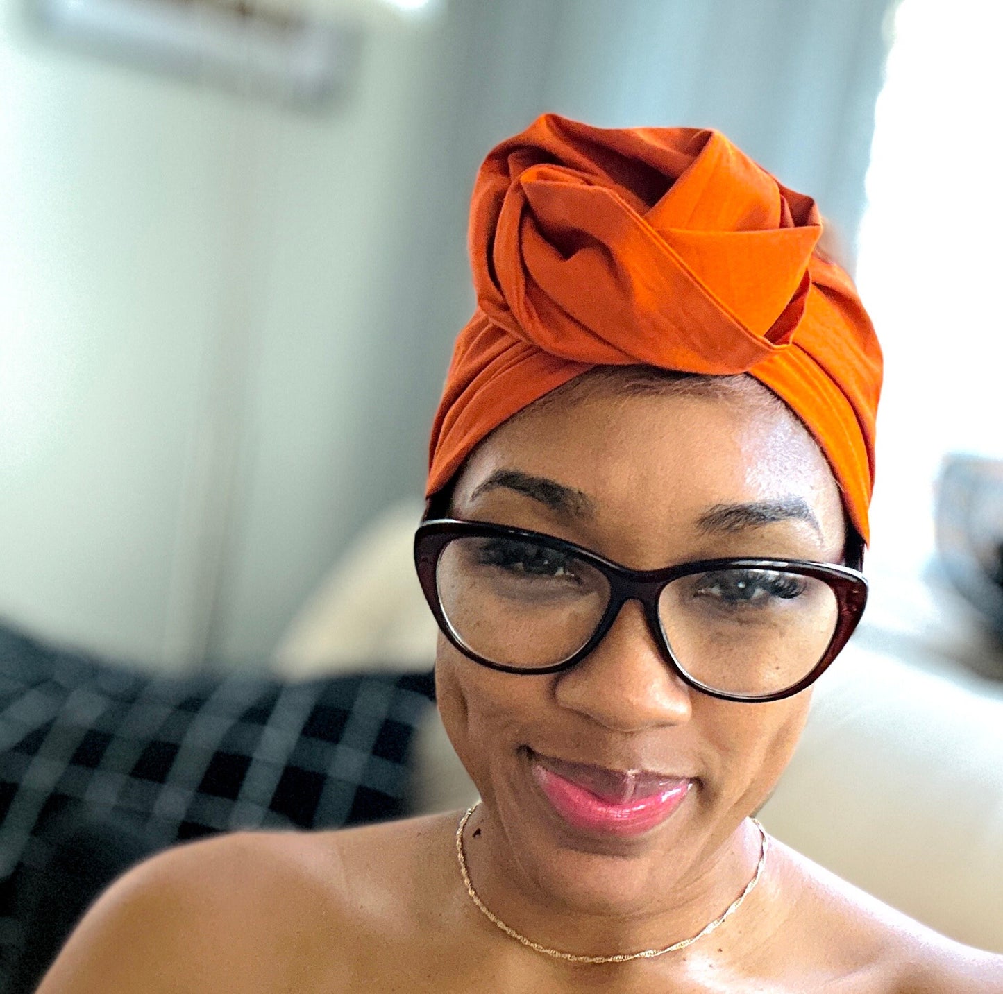 Extra Long Wide Adjustable Wire Headband, Orange Solid Colored, Wired Headband, Fabric Head Wrap, Turban, Cotton Headband for Women