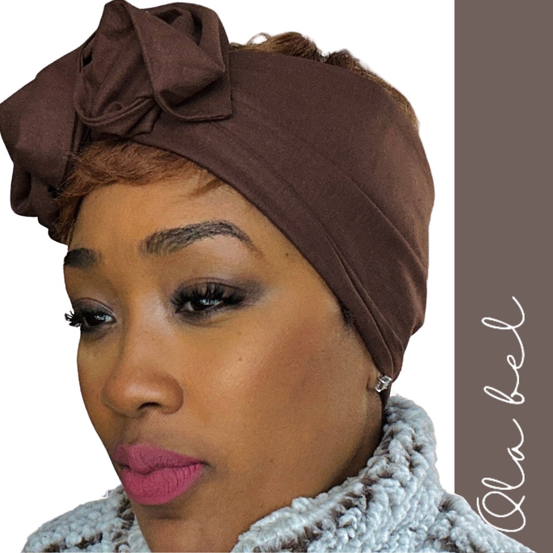 Extra Long Wide Adjustable Wire Headband, Dark Brown Espresso Solid Colored, Wired Headband, Fabric Head Wrap, Turban, Cotton Headband