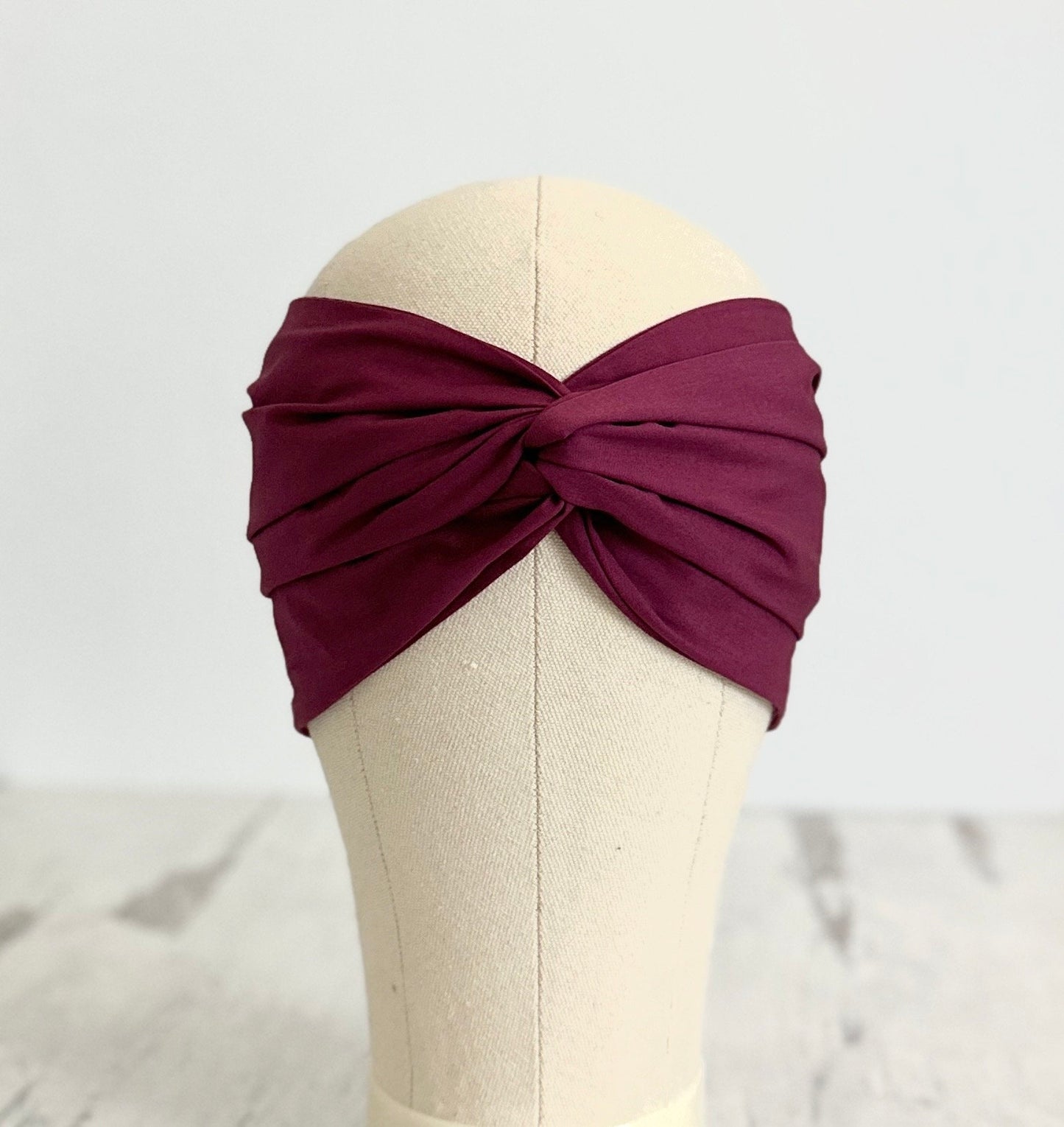 Extra Long Wide Wire Headband, Mulberry Mauve Solid Colored, Wired Headband, Fabric Head Wrap, Turban, Cotton Headband for Women