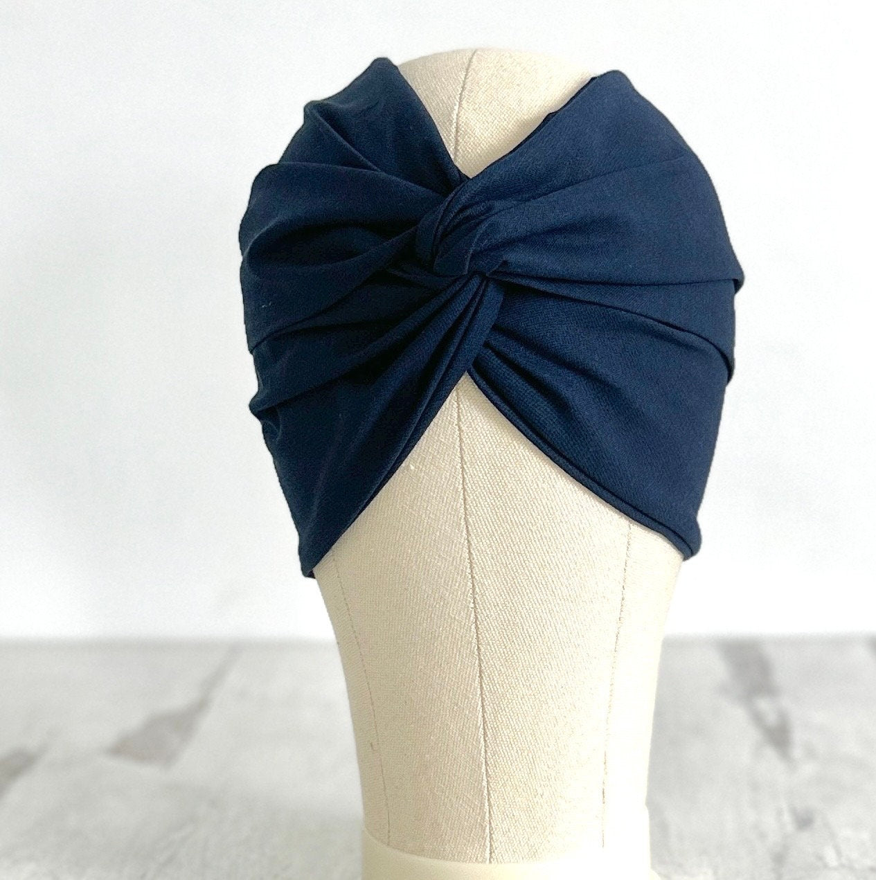 Extra Long Wide Adjustable Wire Headwrap, Navy Blue Solid, Wired Headband, Fabric Head Wrap, Turban, Fashion Hair Accessories for Women