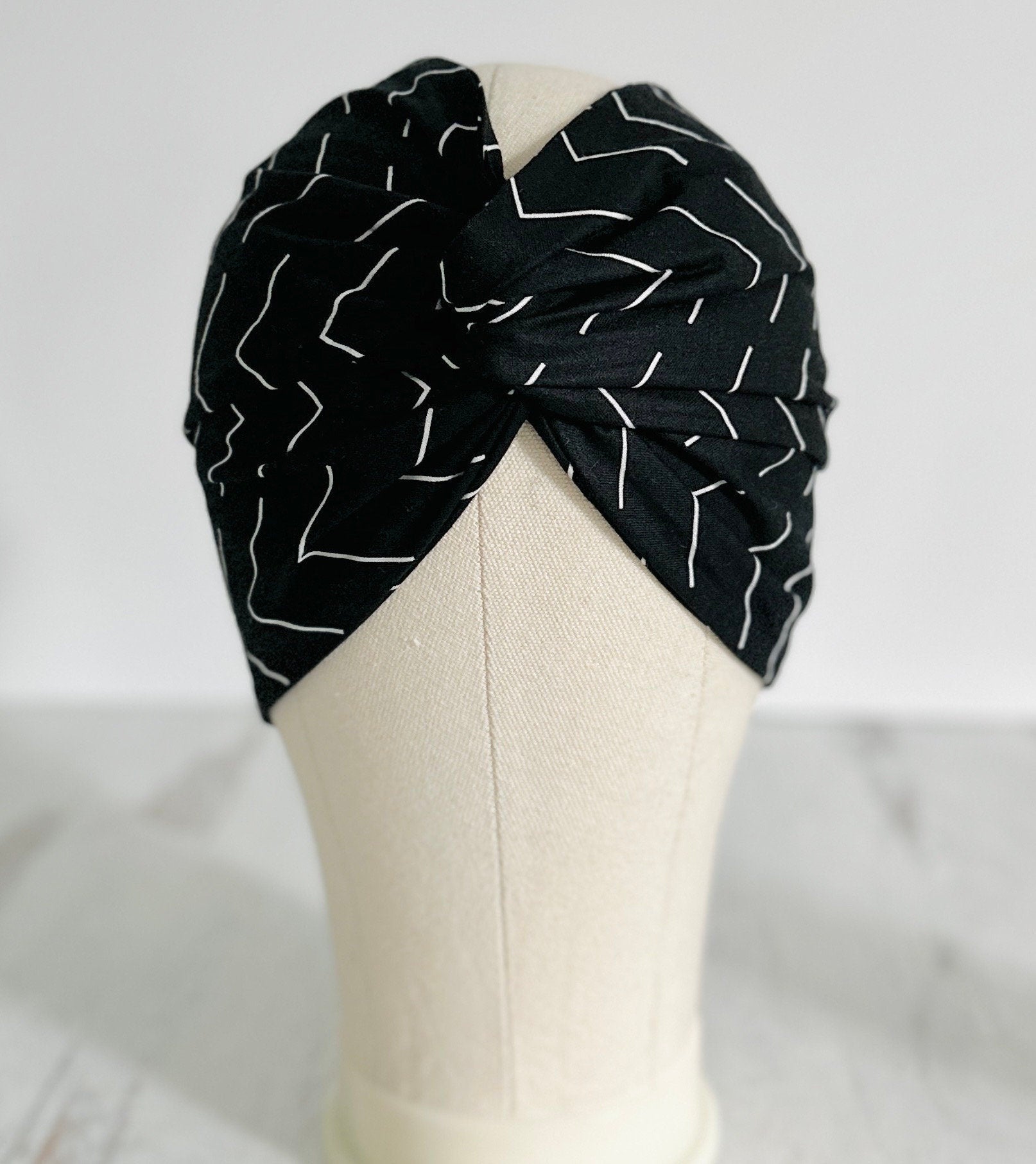 Extra Long Wide Adjustable Wire Headband, Abstract Geometric Pattern, Wired Headband, Fabric Head Wrap, Turban, Accessories, Women