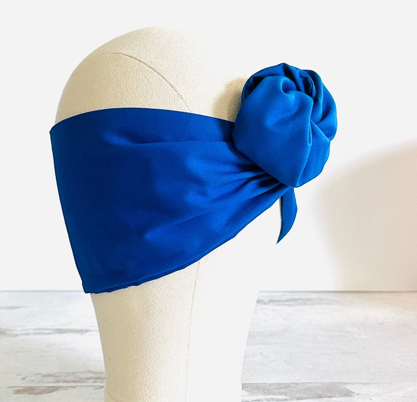 Extra Wide Adjustable Wire Headband, Royal Blue, Wired Fabric Head Wrap, Turban, Fashion Hair Accessories for Women