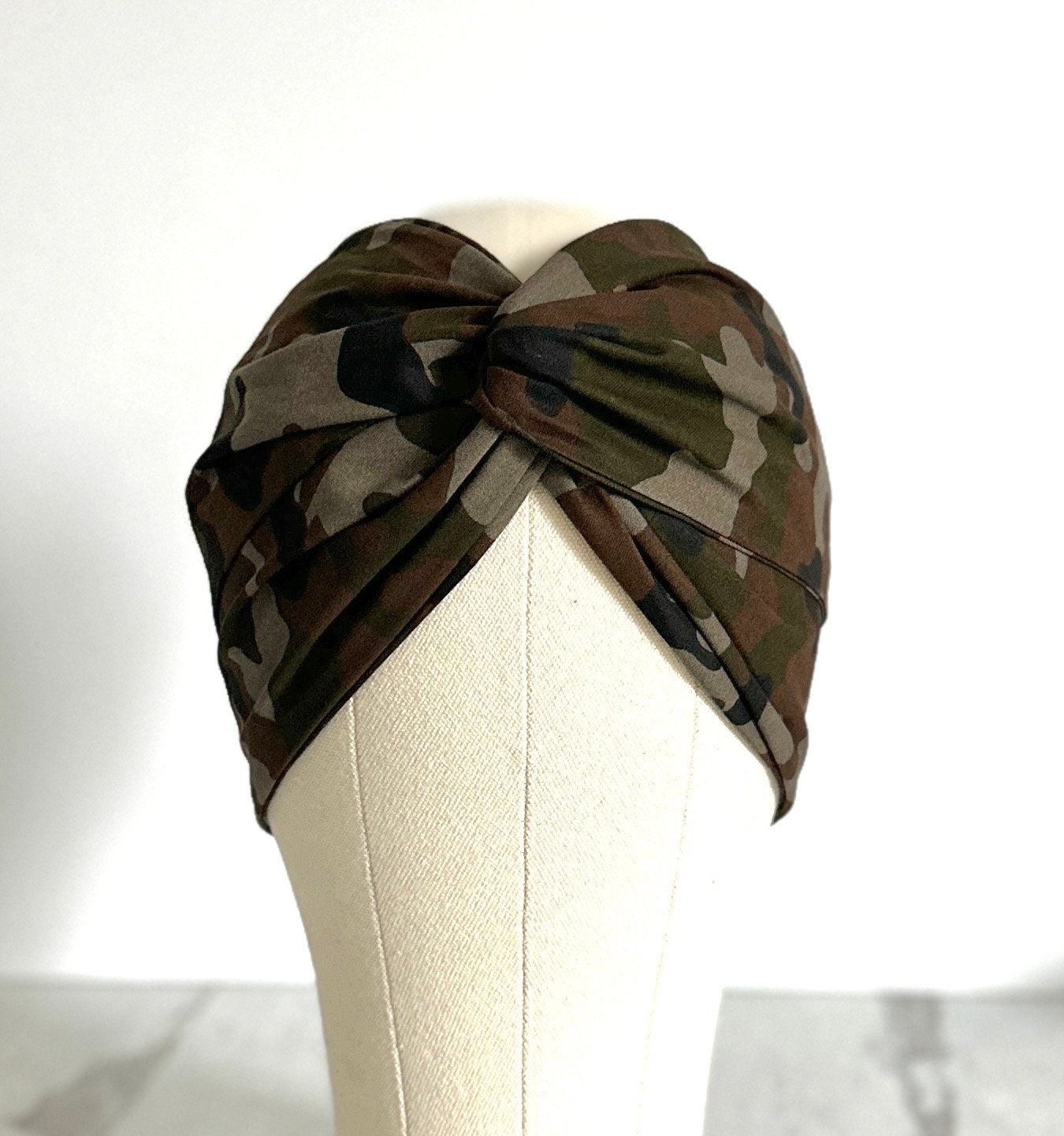 Extra Long Wide Adjustable Wire Headband, Camouflage Army Military Print, Wired Headband, Fabric Head Wrap, Turban, Boho Accessories