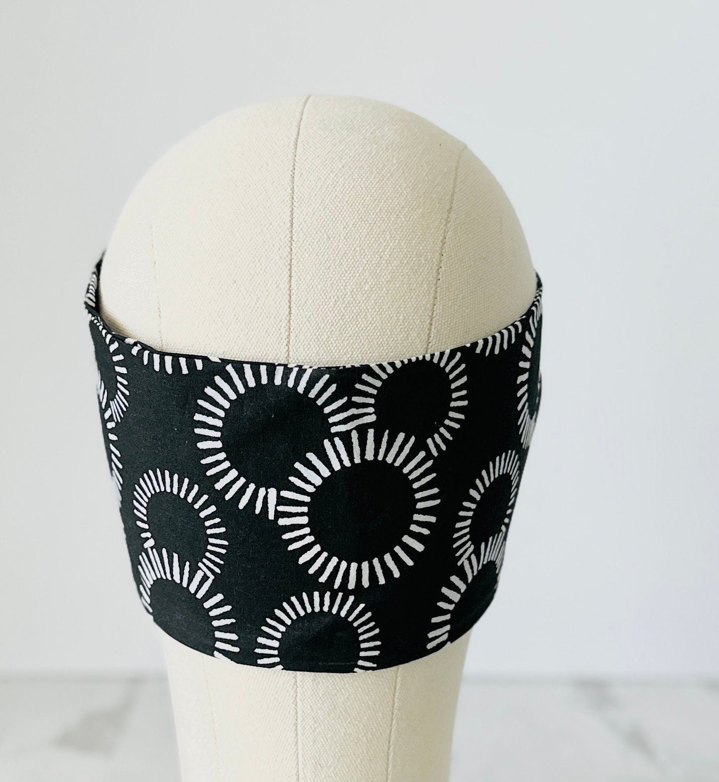 Extra Long Wide Adjustable Wire Headband, Abstract Geometric Circle Pattern, Wired Headband, Fabric Head Wrap, Turban, Accessories, Wome