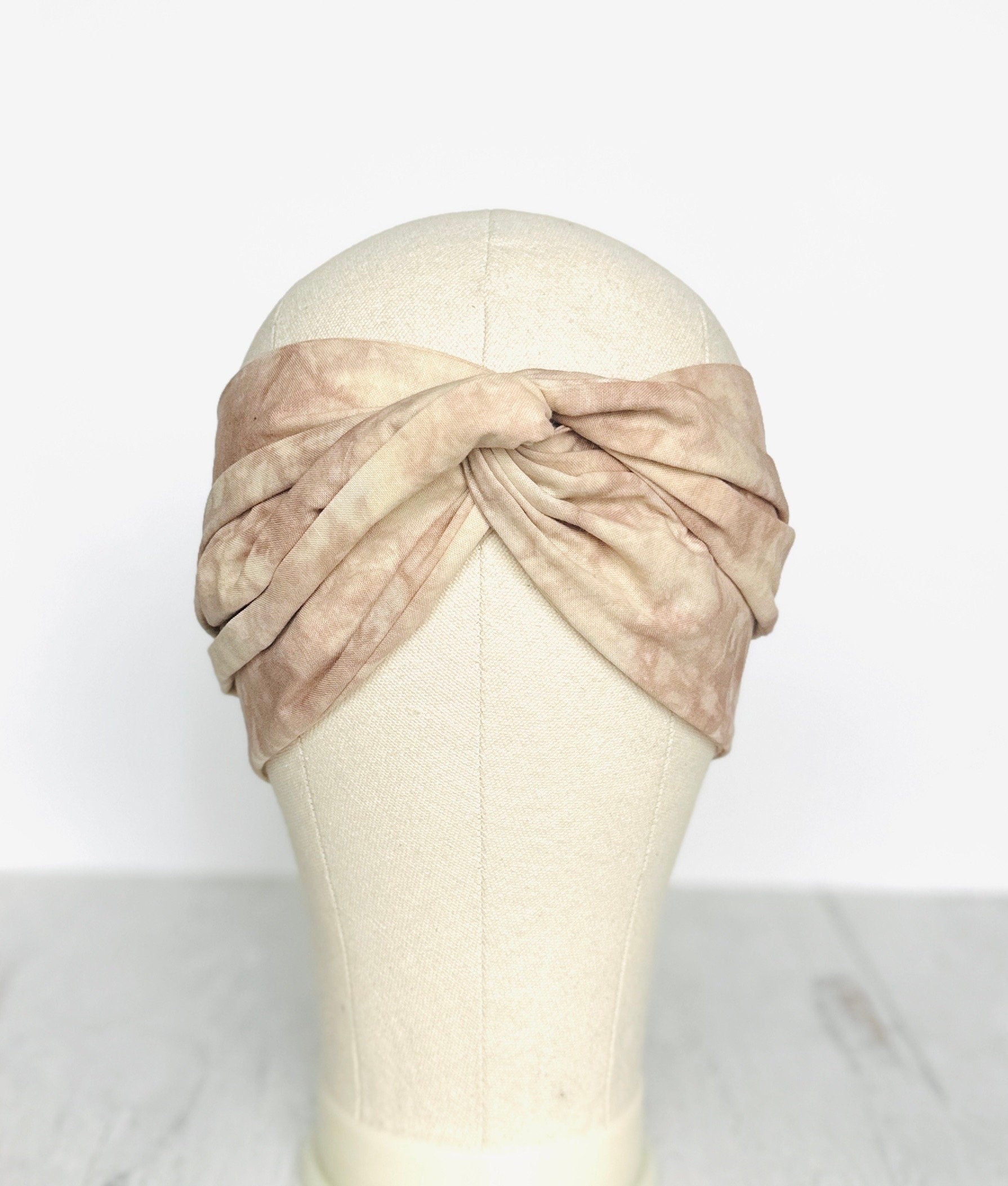 Hand Dyed Extra Long Wide ADJUSTABLE Wire Headband, Nude Beige Tie Dyed Wired Head Wrap , Hair Accessories For Women, No Slip