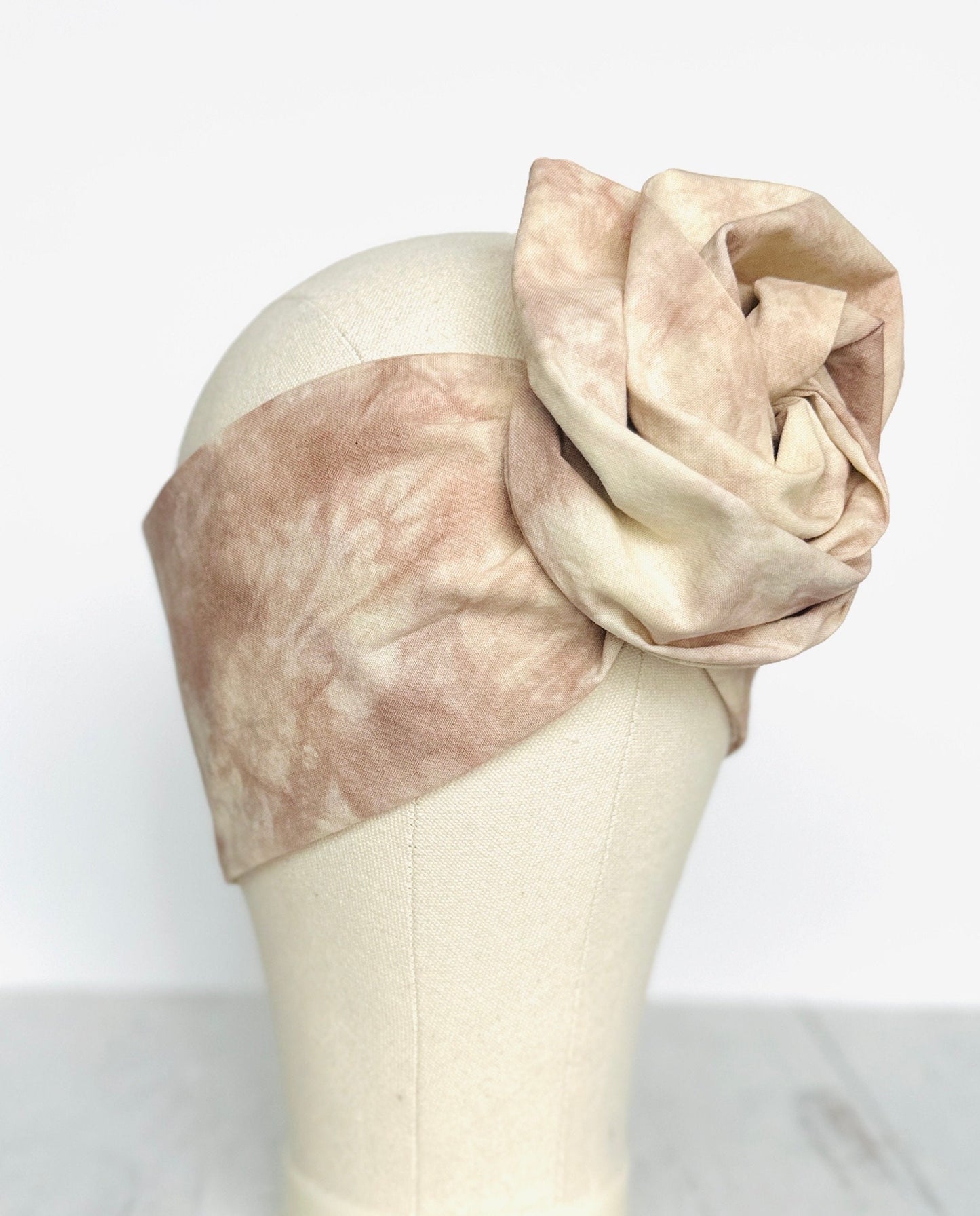 Hand Dyed Extra Long Wide ADJUSTABLE Wire Headband, Nude Beige Tie Dyed Wired Head Wrap , Hair Accessories For Women, No Slip