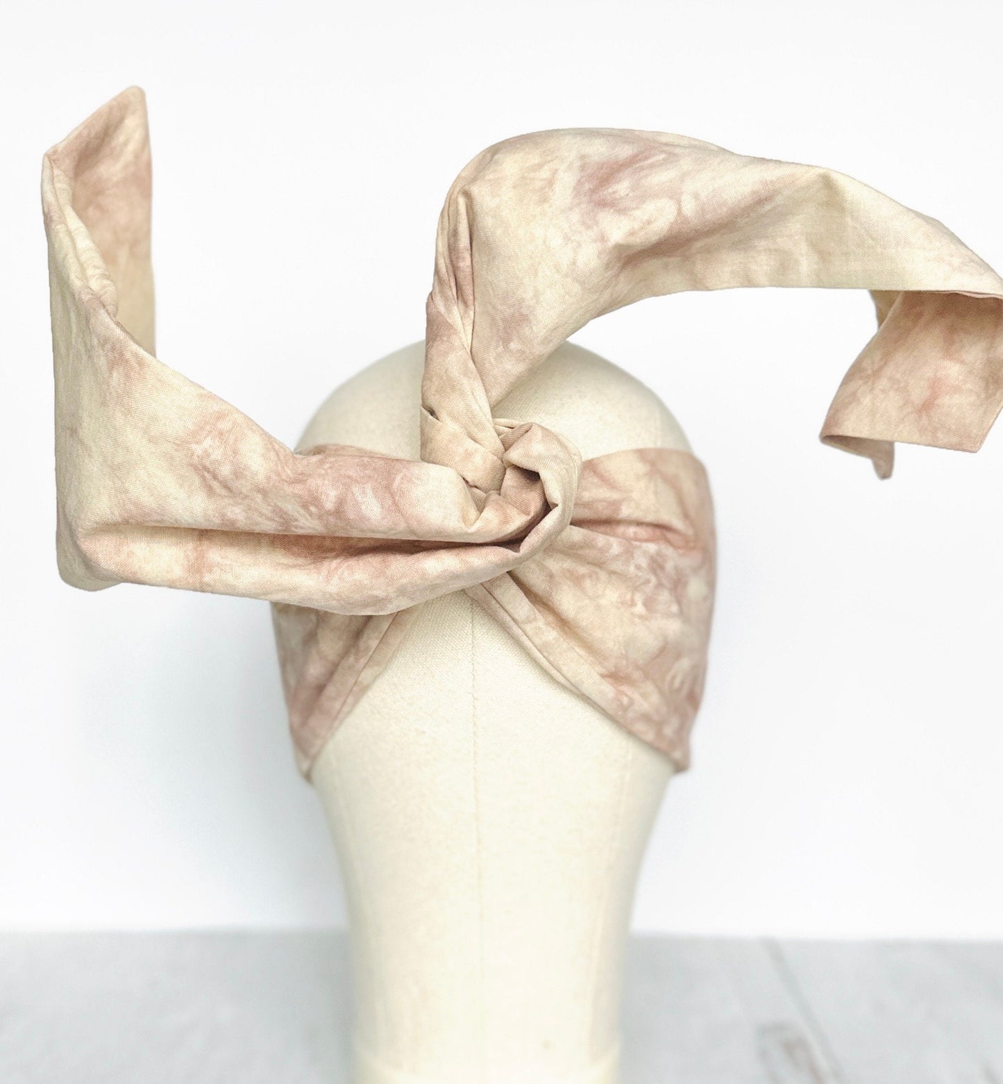 Hand Dyed Extra Long Wide ADJUSTABLE Wire Headband, Nude Beige Tie Dyed Wired Head Wrap , Hair Accessories For Women, No Slip