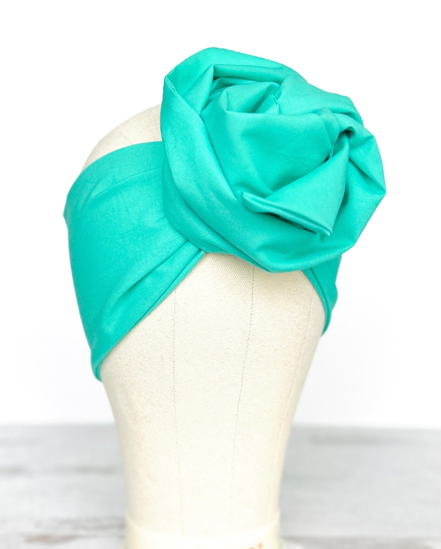 Extra Long Wide Adjustable Wire Headband, Teal Solid Colored, Wired Headband, Fabric Head Wrap, Turban, Cotton Headband for Women