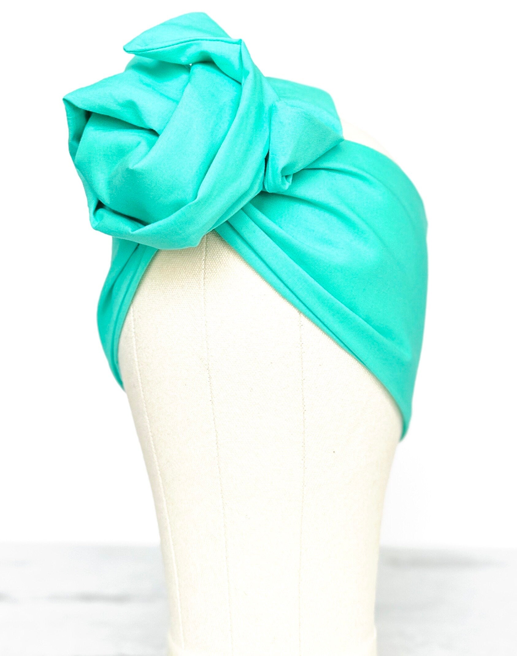 Extra Long Wide Adjustable Wire Headband, Teal Solid Colored, Wired Headband, Fabric Head Wrap, Turban, Cotton Headband for Women