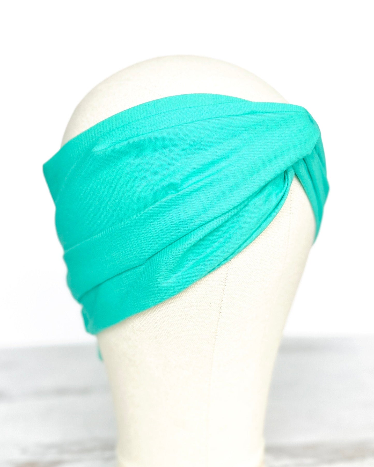 Extra Long Wide Adjustable Wire Headband, Teal Solid Colored, Wired Headband, Fabric Head Wrap, Turban, Cotton Headband for Women