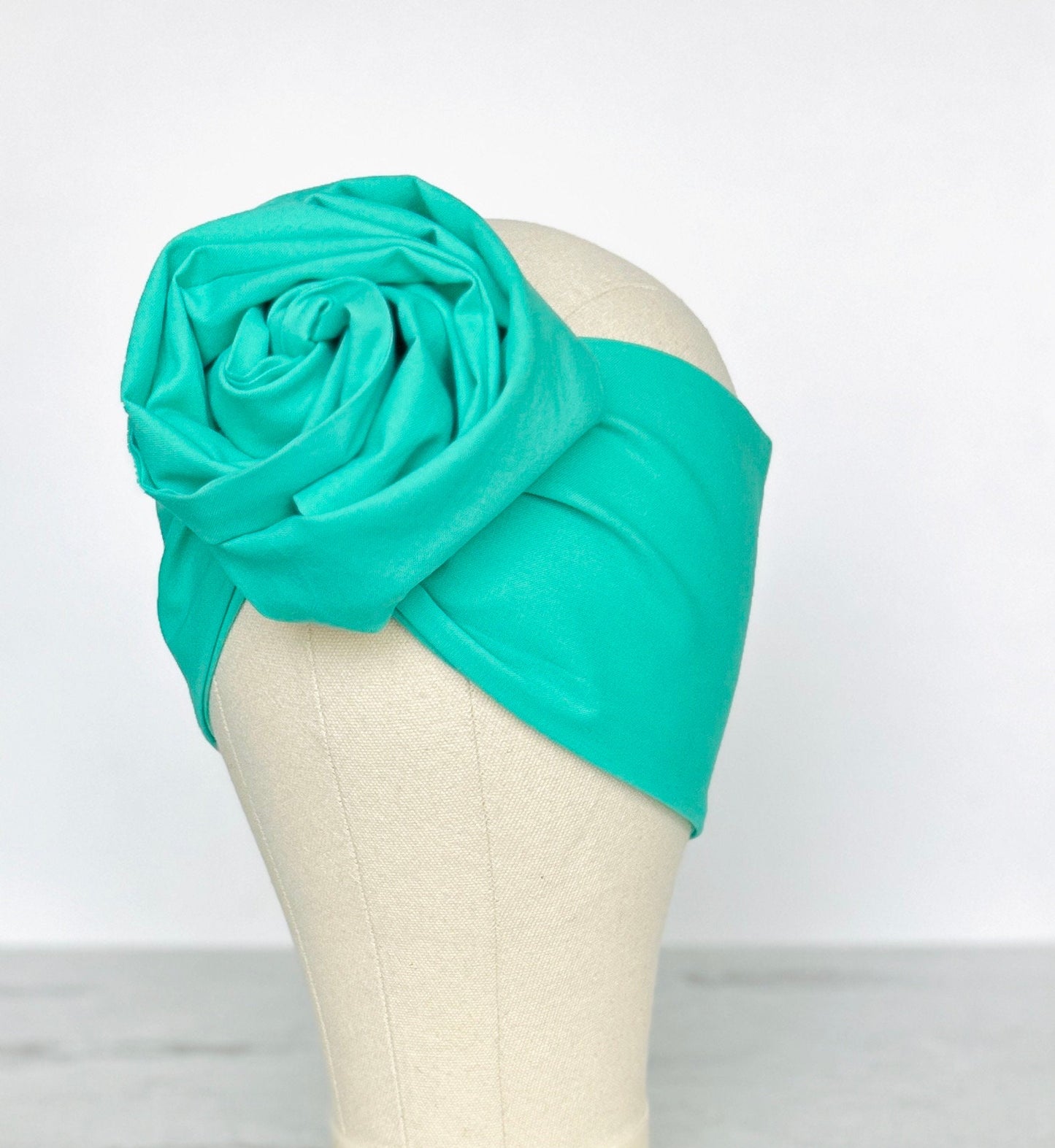 Extra Long Wide Adjustable Wire Headband, Teal Solid Colored, Wired Headband, Fabric Head Wrap, Turban, Cotton Headband for Women