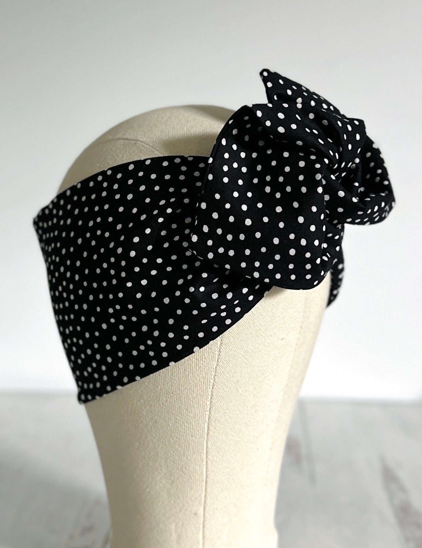 Extra Wide Adjustable Wire Headband, Polka Dot Print Wired Headband For Women, Bendable Head Wrap, Turban Accessories, Head Scarf