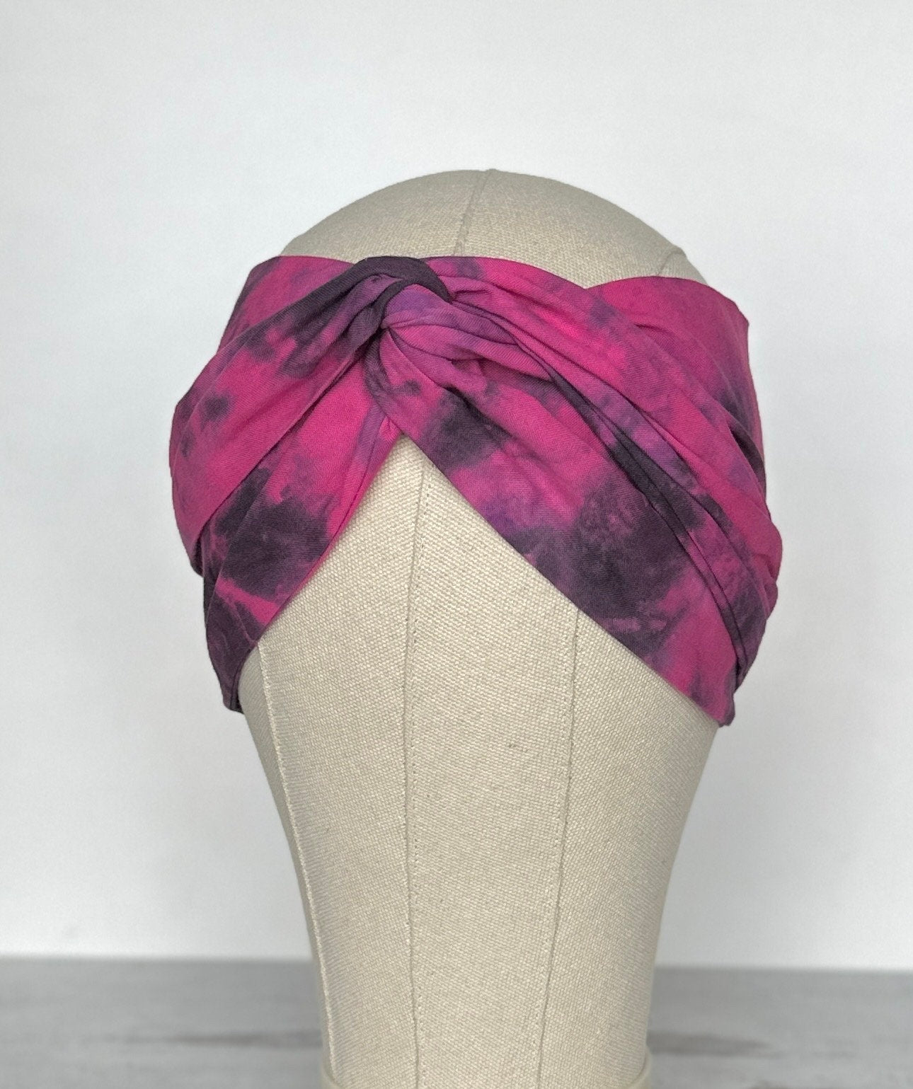 Hand Dyed Extra Long Wide ADJUSTABLE Wire Headband, Pink Tie Dyed Spring Summer Wired Head Wrap , Hair Accessories For Women, No Slip Scarf