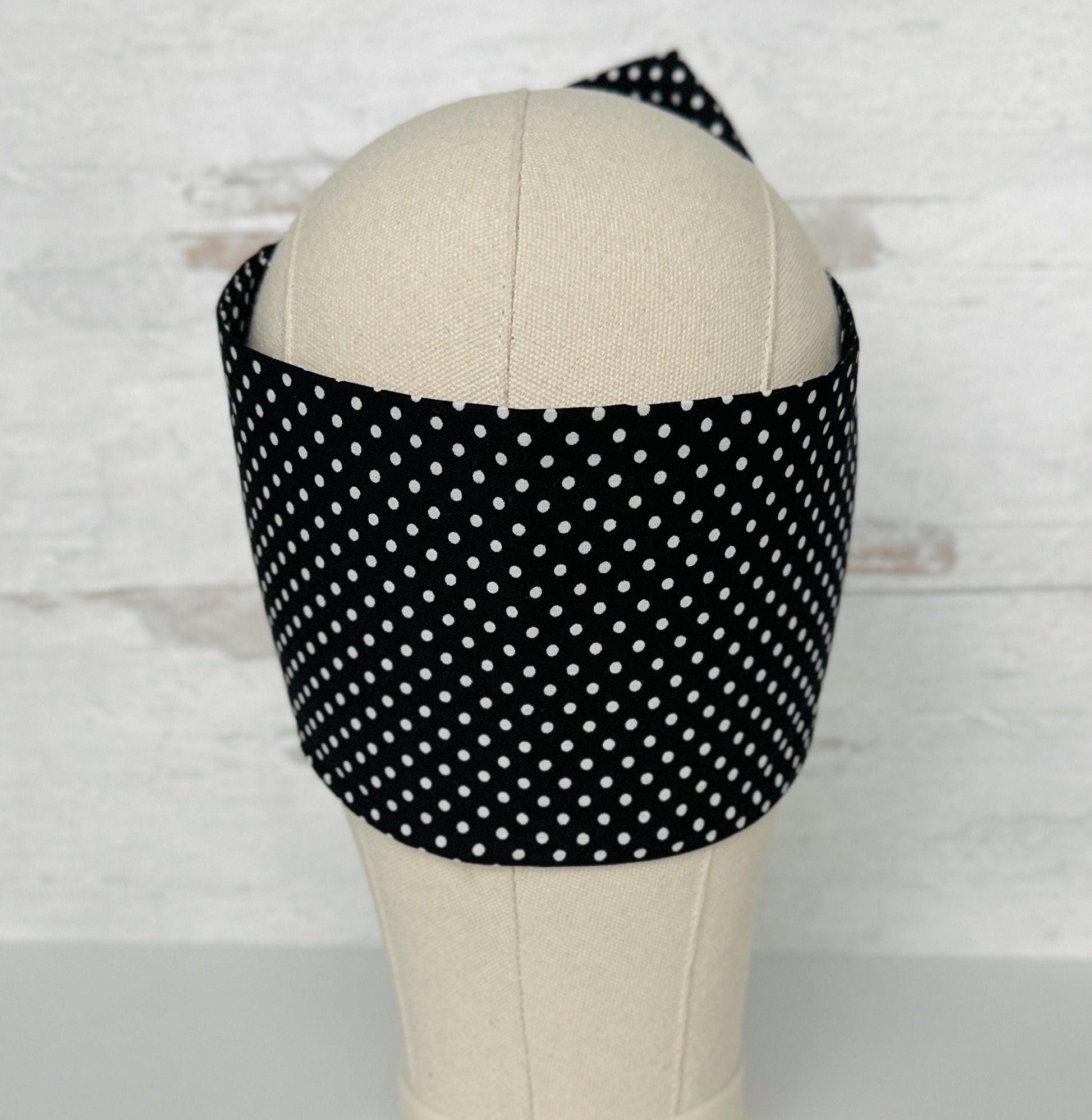 Extra Long Wide Adjustable Wire Headband, Black Polka Dot Pattern, Wired Head Scarf, Fabric Head Wrap, Turban, Accessories for Women