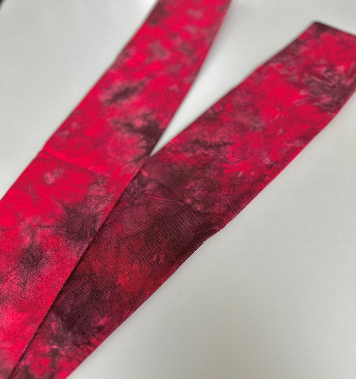 Hand Dyed Long Wide ADJUSTABLE Wire Headband, Red Tie Dyed Spring Summer Beach Head Wrap, Bendable Women Hair Scarf , No Slip Bandana