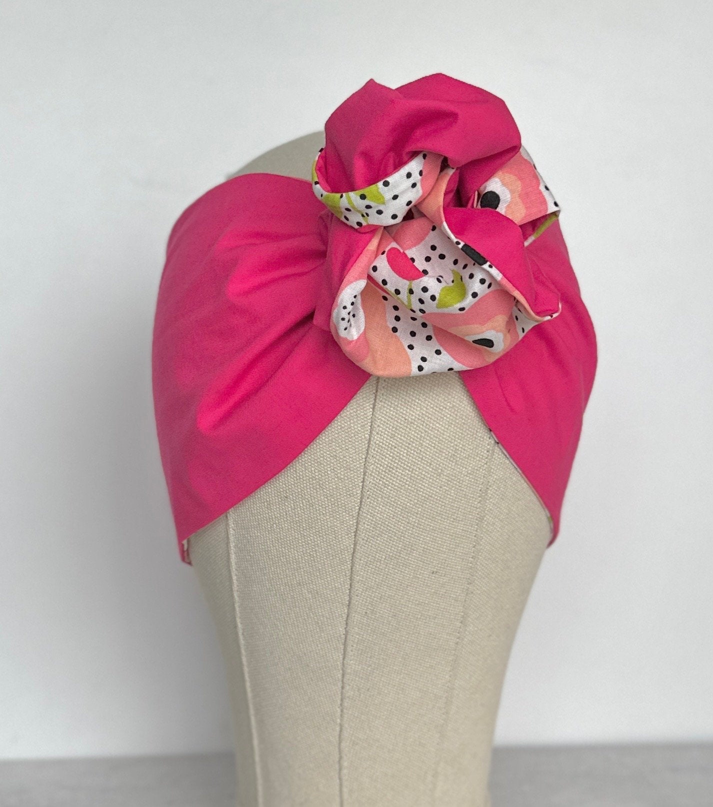 Extra Wide Reversible Adjustable Wire Headband, White Pink Floral Print, Bendable Wired Head Wrap, Turban Accessories, Head Scarf