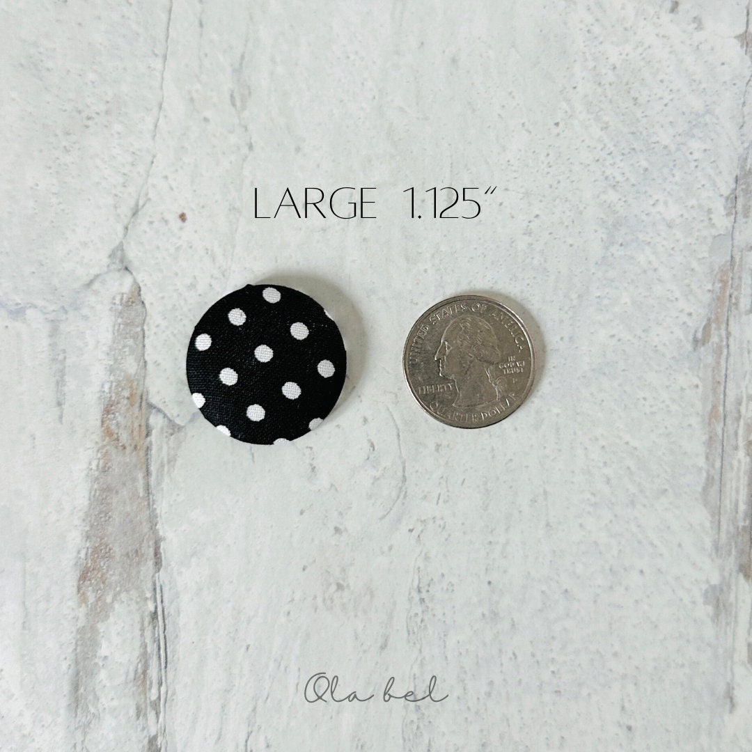 Two Sets of OVERSIZED Fabric Button Stud Earrings, Choose 2 Statement Earrings, Handmade Jewelry for Women, Stainless Steel Rubber Backs