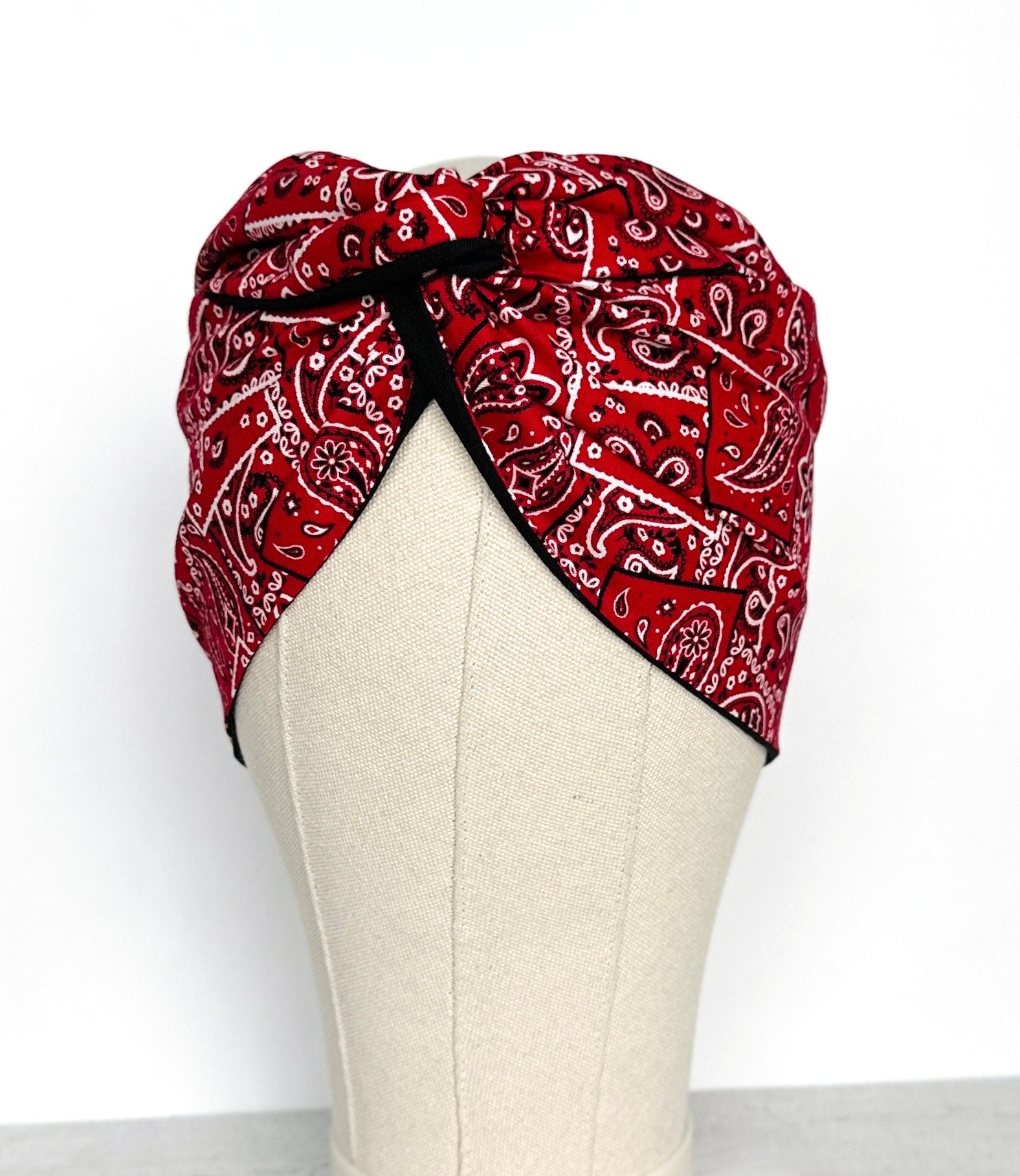 Extra Wide Reversible BENDABLE Adjustable Wire Headband, Red Bandana Print, Wired Headband, Head Wrap, Turban Hair Accessories, Head Scarf