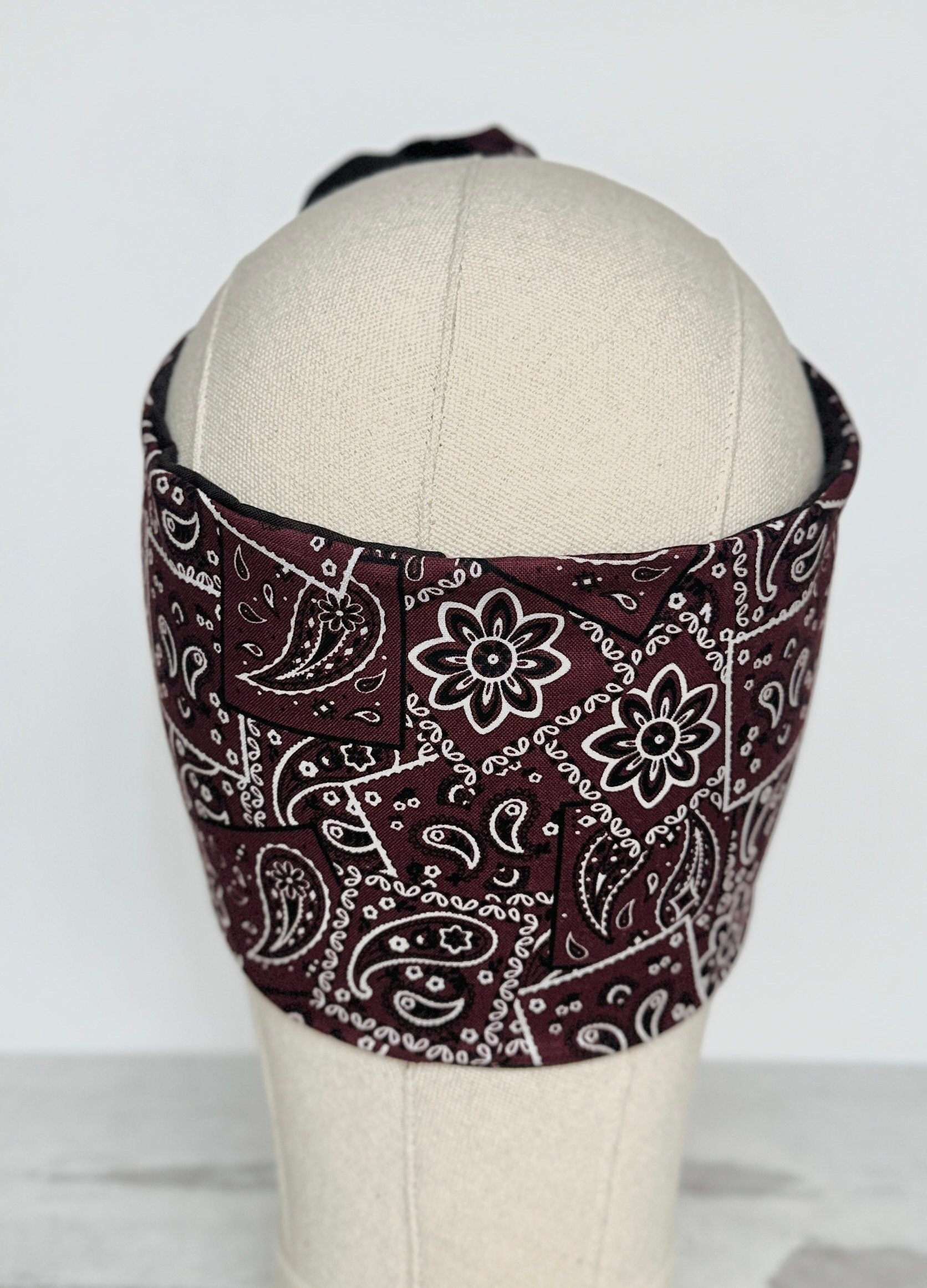 Extra Wide Reversible BENDABLE Adjustable Wire Headband, Chocolate Brown Bandana Print, Wired Head Wrap, Turban Hair Accessories, Head Scarf