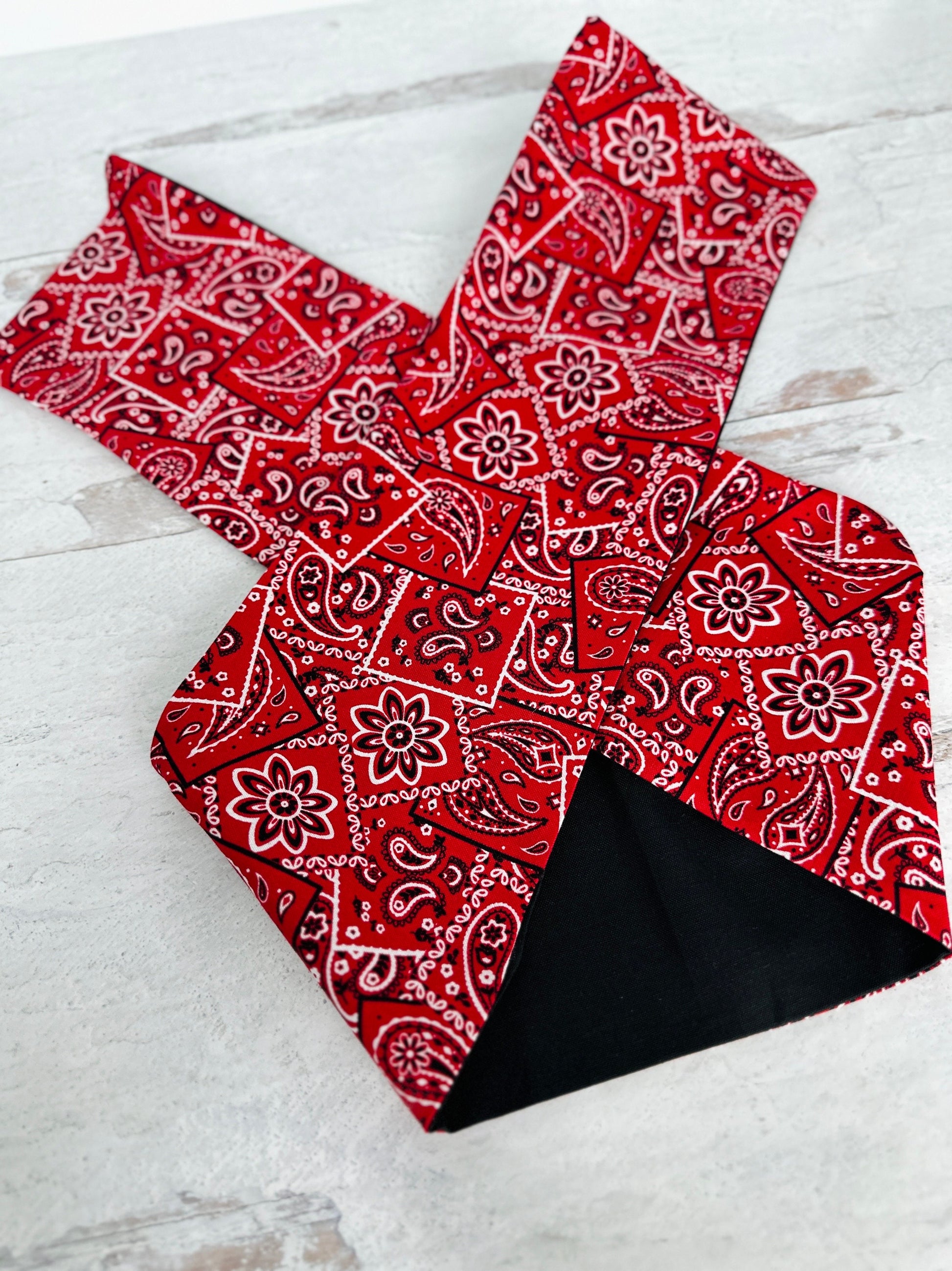 Extra Wide Reversible BENDABLE Adjustable Wire Headband, Red Bandana Print, Wired Headband, Head Wrap, Turban Hair Accessories, Head Scarf