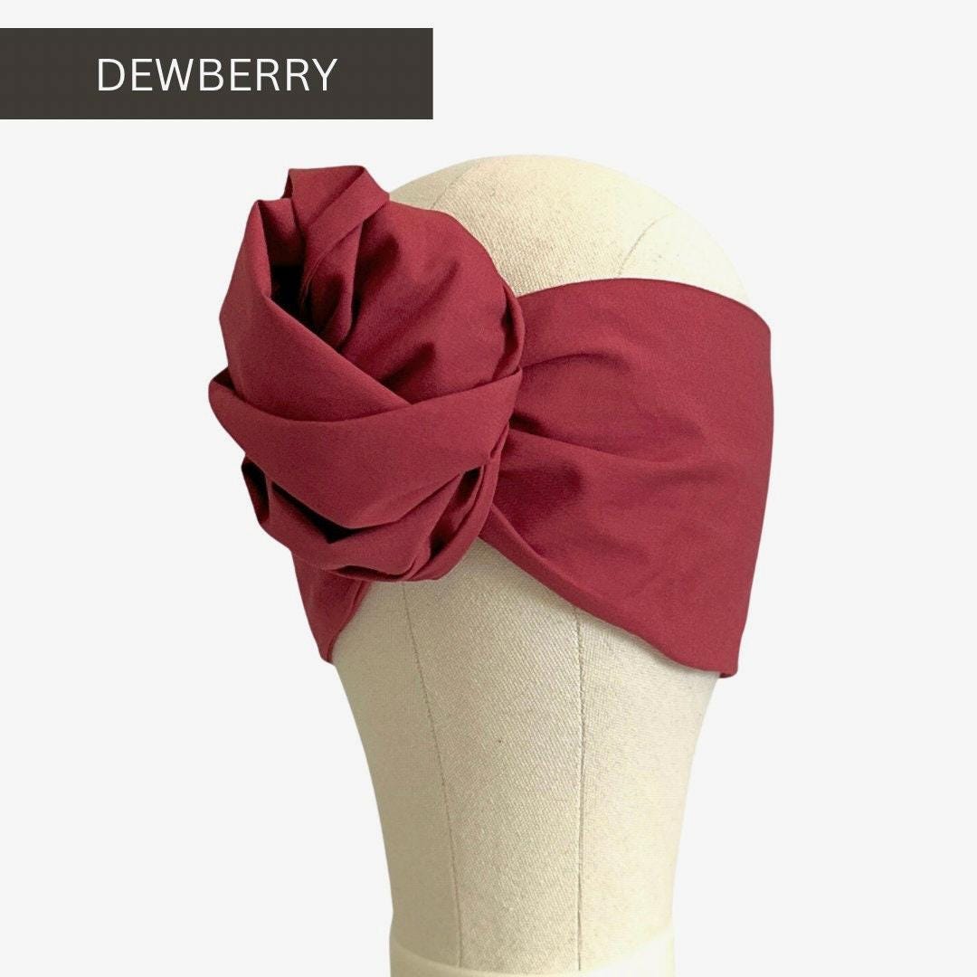 Extra Long Wide Adjustable Wire Headband, Dewberry Dark Pink Solid Colored, Wired Headband, Fabric Head Wrap, Turban, Headband for Women