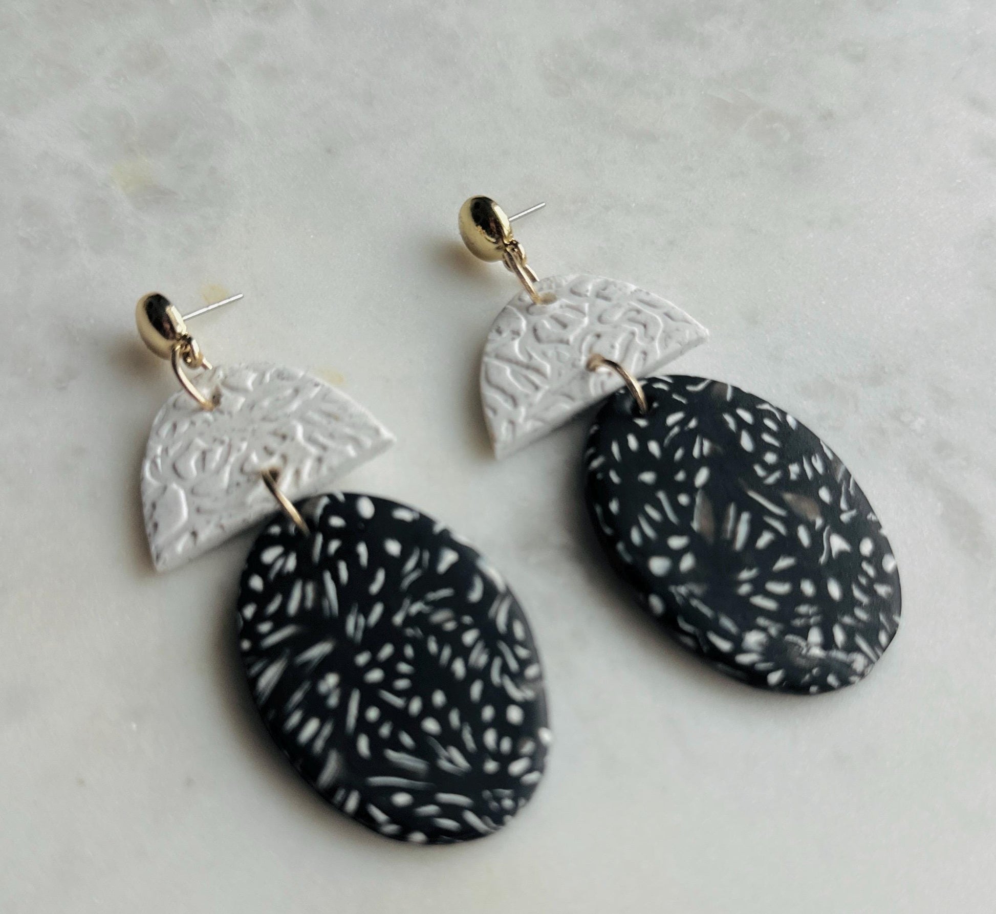 Lightweight Polymer Clay Dangle Earrings, Handmade Statement Earrings, Gift for Her