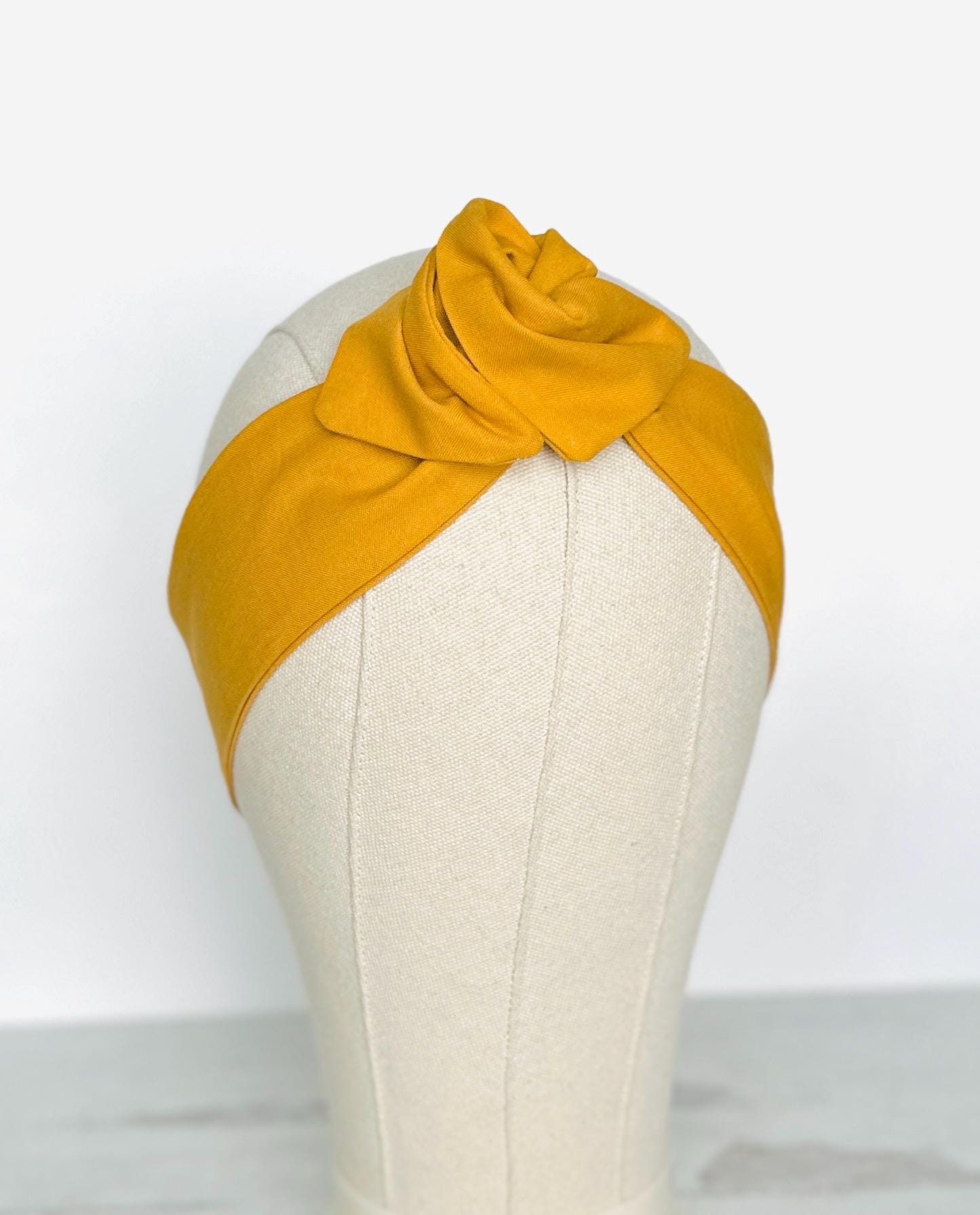 Mini Adjustable Wire Head Wrap, Mustard Yellow Fall Wired Headband, Bendable Fabric Head Wrap, Women Head Scarf, Gift Ideas Mom Wife Friend