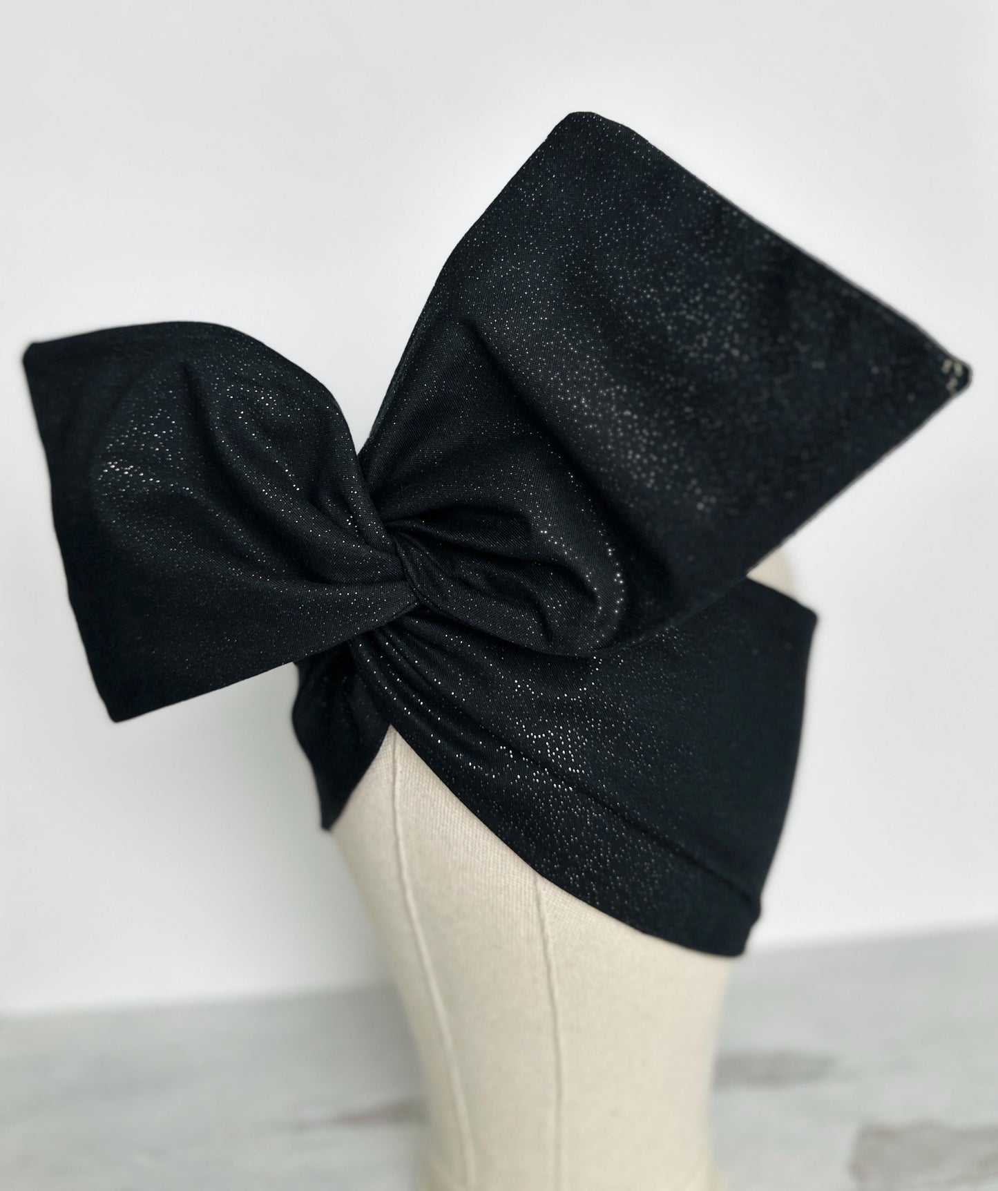 Extra Wide Bendable Wire Headband, Black & Gold Speckled Wired Head Wrap For Women, Adjustable Turban, Autumn Head Scarf