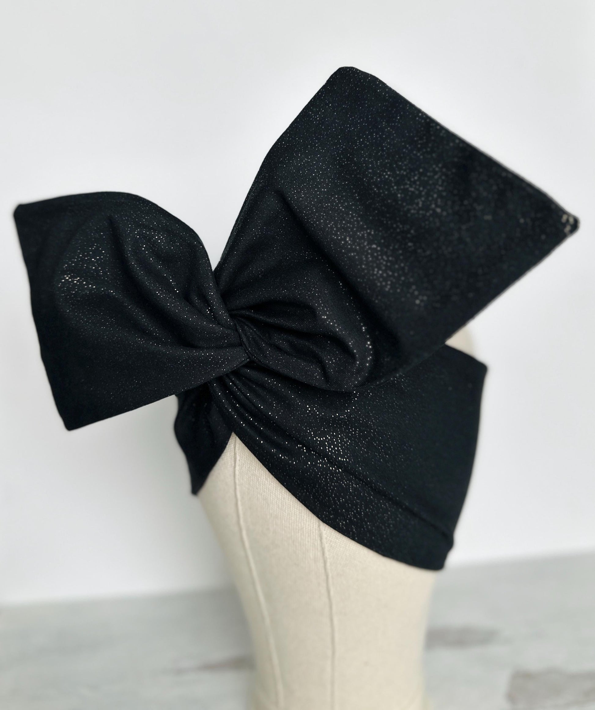 Extra Wide Bendable Wire Headband, Black & Gold Speckled Wired Head Wrap For Women, Adjustable Turban, Autumn Head Scarf