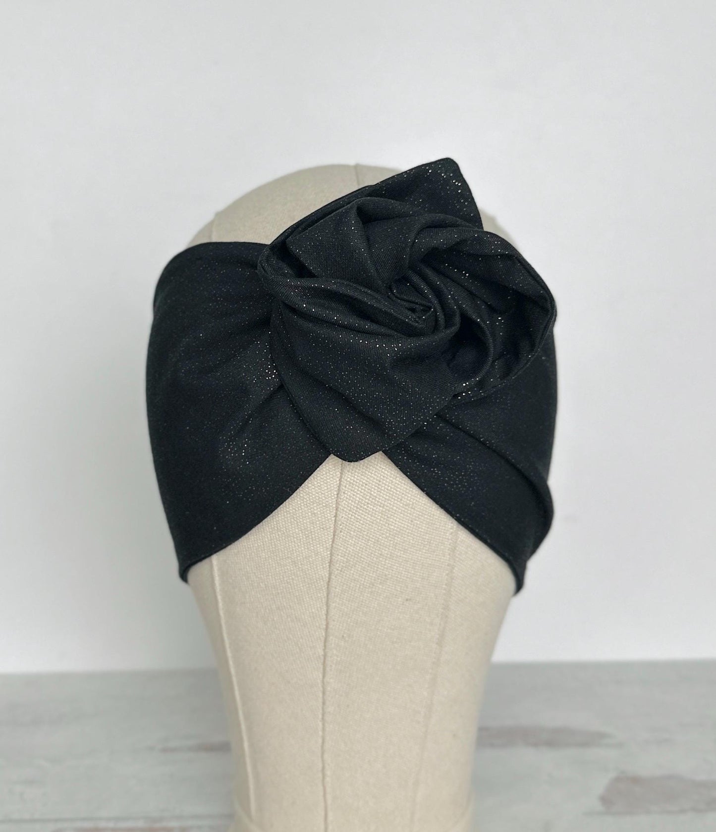 Extra Wide Bendable Wire Headband, Black & Gold Speckled Wired Head Wrap For Women, Adjustable Turban, Autumn Head Scarf