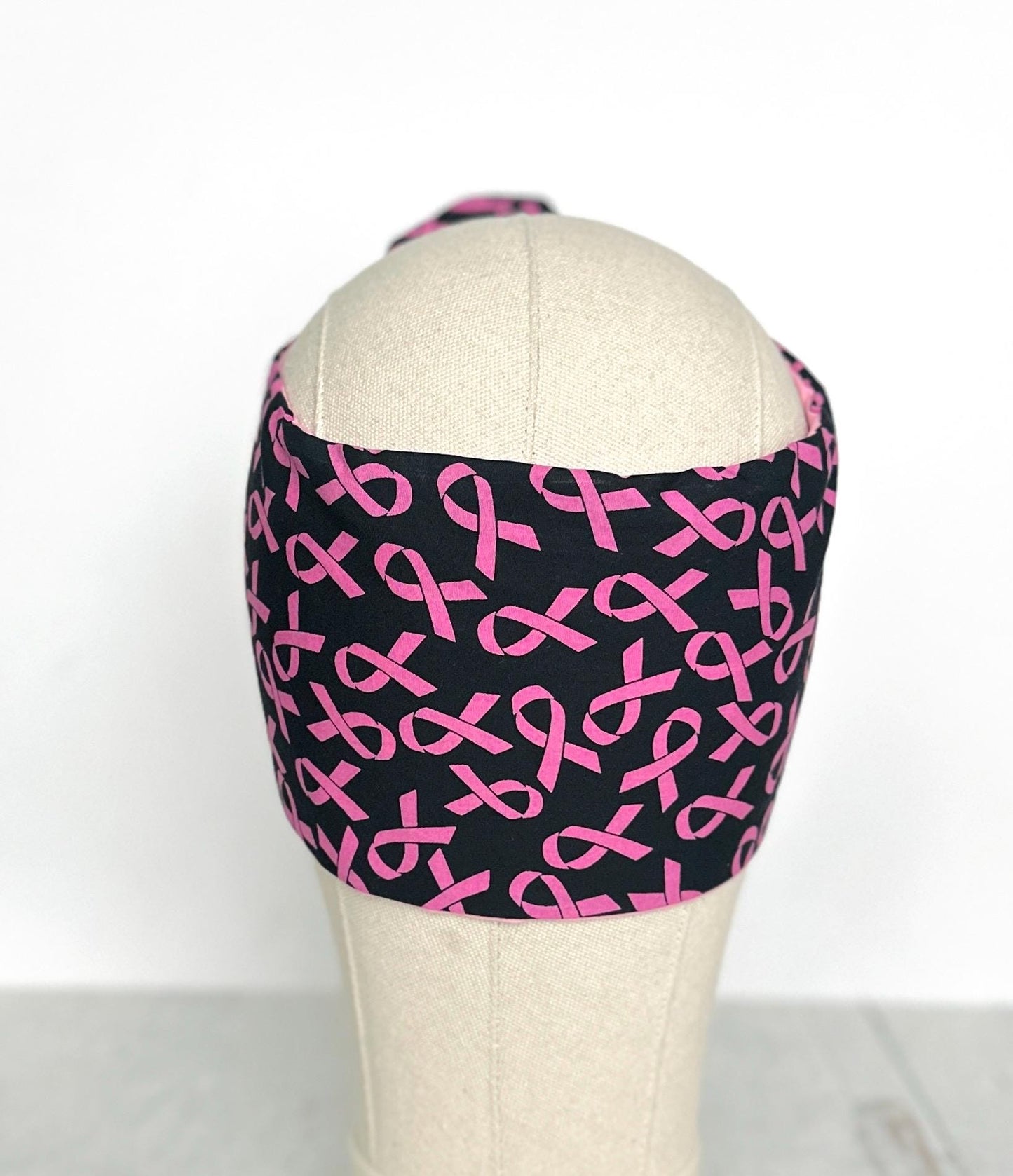 Extra Long Wide BENDABLE Reversible Wire Headband, Breast Cancer Pink Ribbon Batik Print, Wired Head Wrap Turban, Accessories For Women