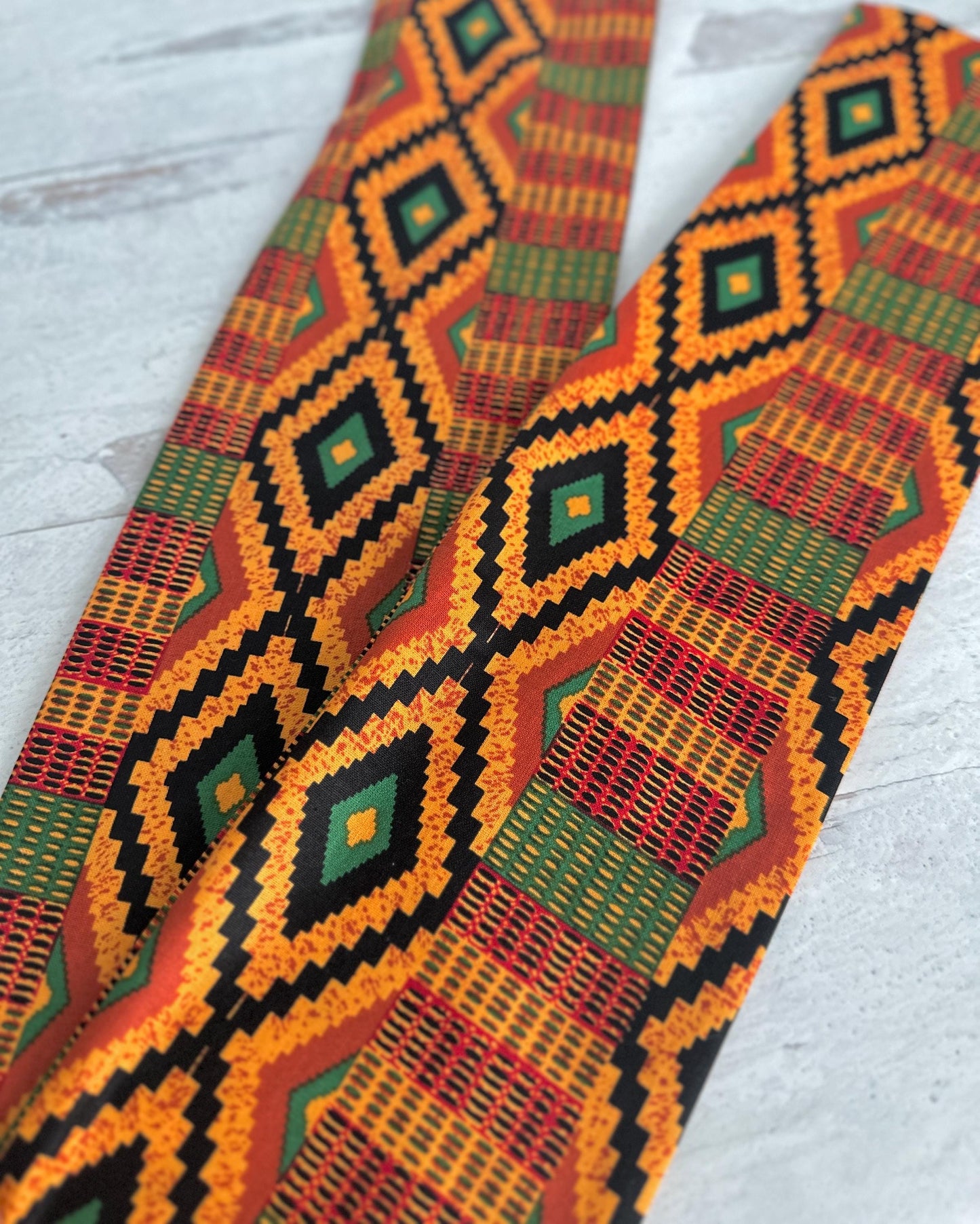 Extra Wide Adjustable Wire Headband African Kente Print, Black Orange, Boho Wired Headband, Fabric Head Wrap, Turban, Gift for Her, Scarf