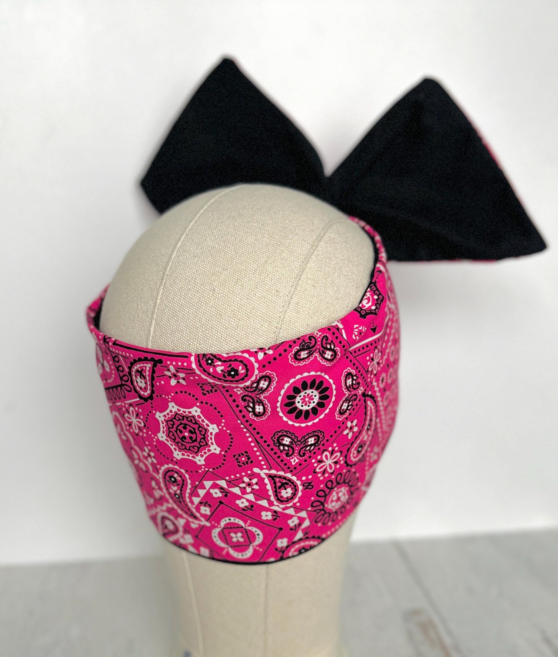 Extra Wide Reversible BENDABLE Adjustable Wire Headband, Pink Bandana Print, Wired Headband, Head Wrap, Turban Hair Accessories, Head Scarf