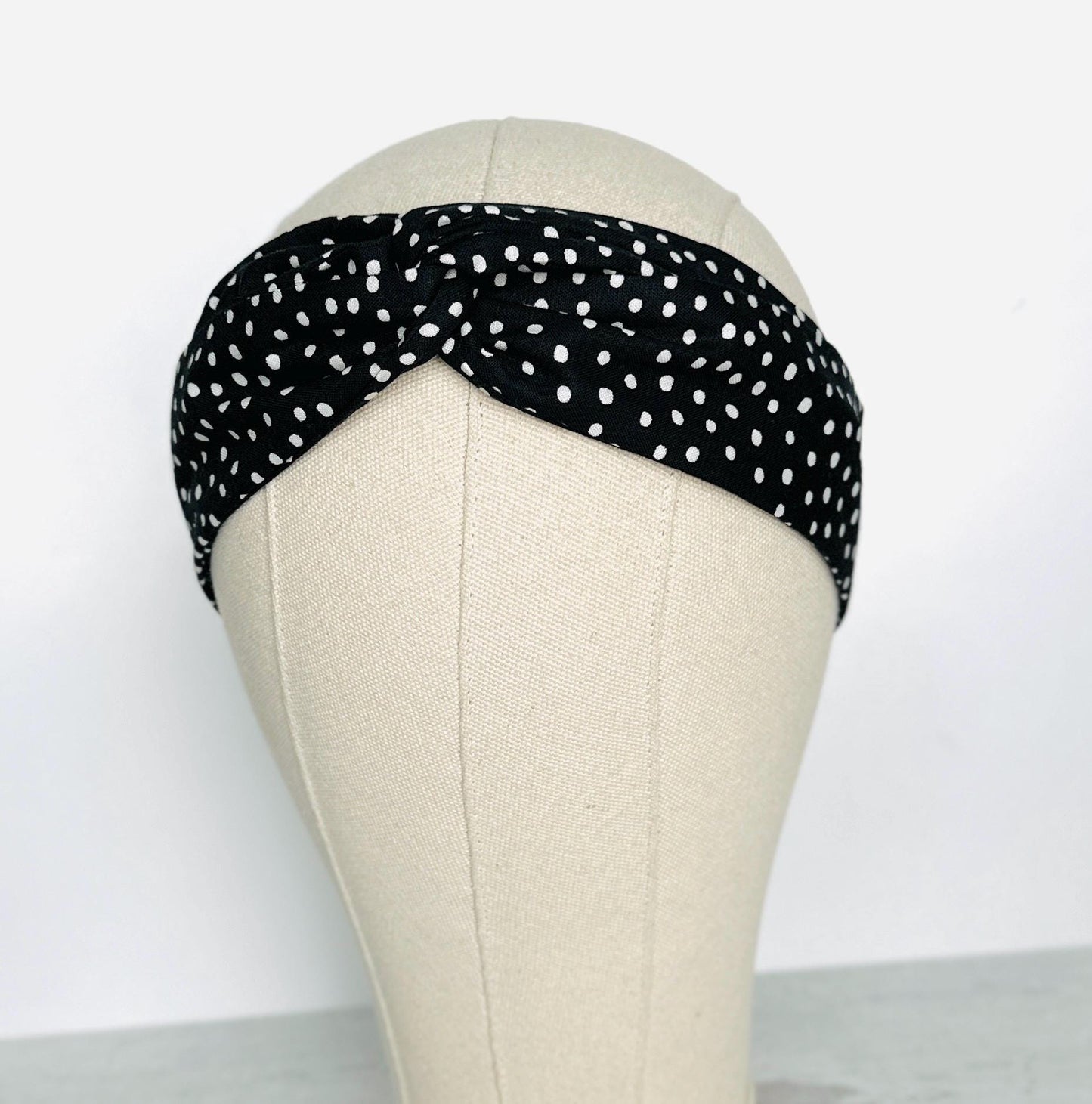 Mini Adjustable Wire Head Wrap, Polka Dot Black Wired Headband, Bendable Fabric Head Wrap, Women Head Scarf, Gift Ideas Mom Wife Friend