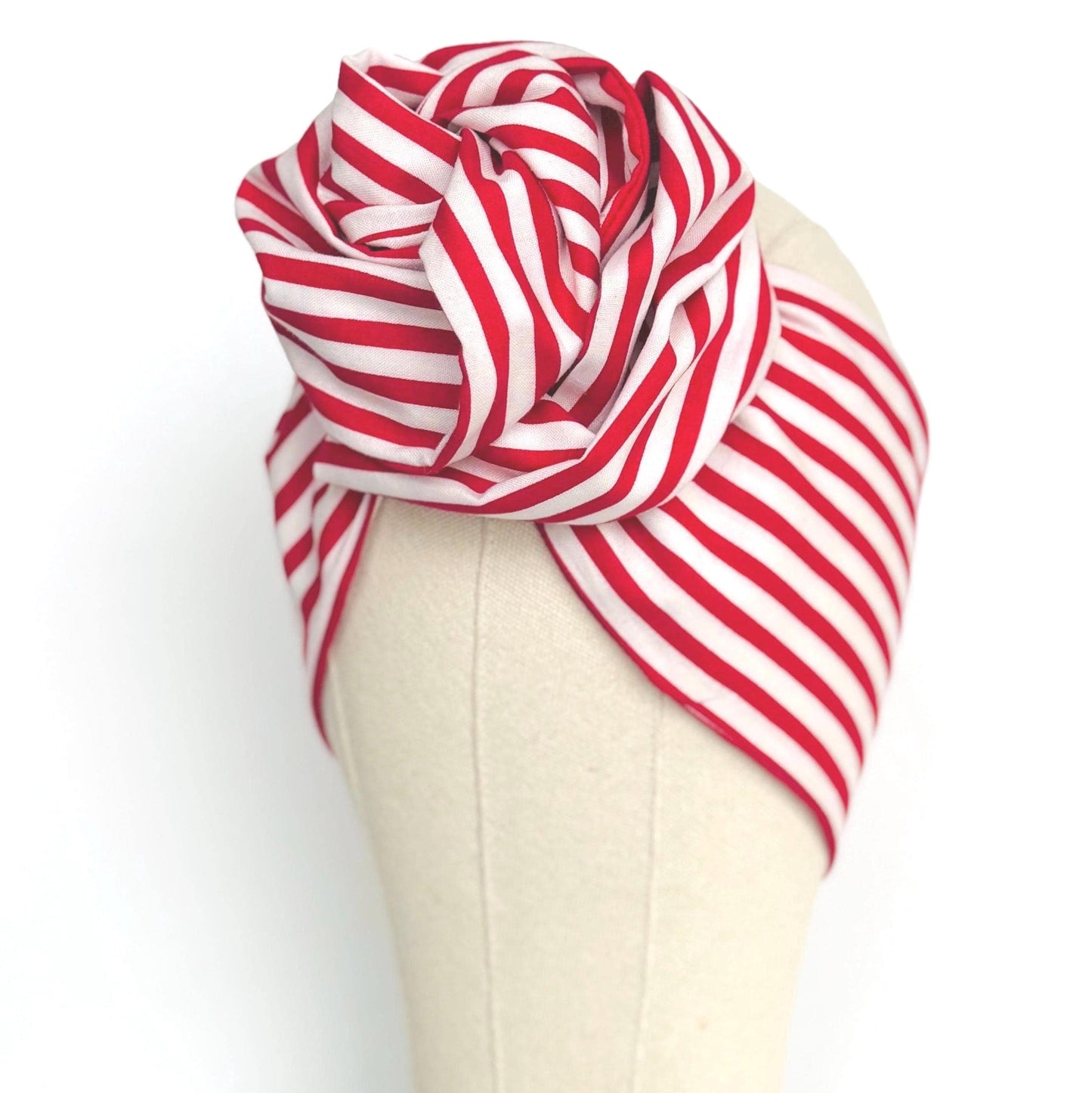 Extra Long Wide Adjustable Wire Headband, Striped Red White Pattern, Wired Headband, Fabric Head Wrap, Turban Women Accessories