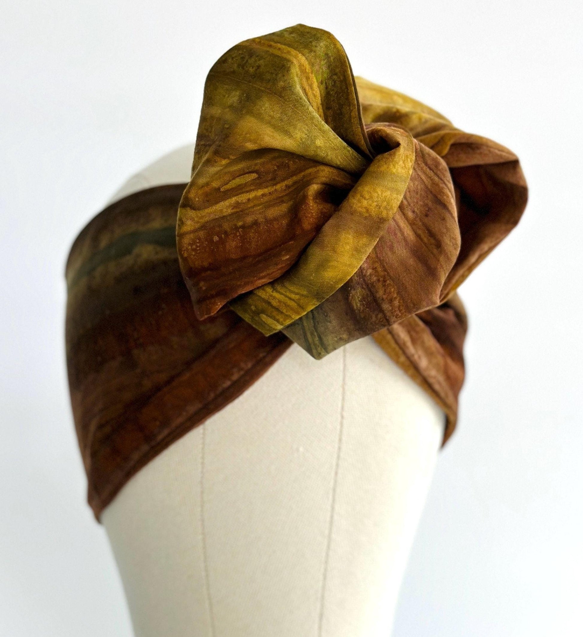 Extra Long Wire Wrapped Batik Headband, Batik Fabric Brown, Wired Headband, Fabric Head Wrap, Headband, Boho Chic Accessories (CAYENNE)