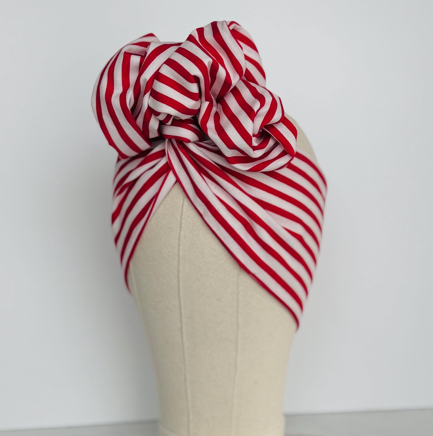 Extra Long Wide Adjustable Wire Headband, Striped Red White Pattern, Wired Headband, Fabric Head Wrap, Turban Women Accessories