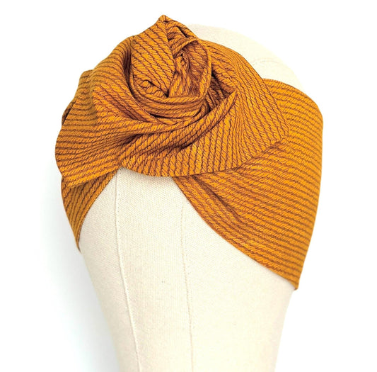 Extra Wide Adjustable Wire Headband, Mustard Yellow & Brown Wired Headband For Women, Bendable Head Wrap, Turban Accessories, Head Scarf