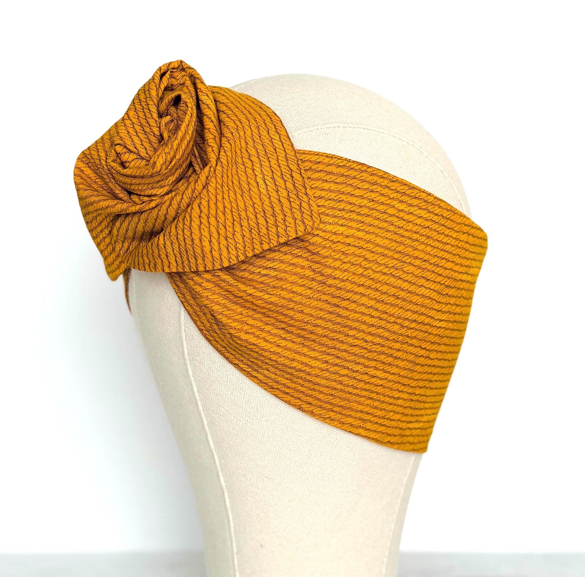 Extra Wide Adjustable Wire Headband, Mustard Yellow & Brown Wired Headband For Women, Bendable Head Wrap, Turban Accessories, Head Scarf