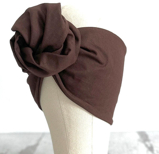 Extra Long Wide Adjustable Wire Headband, Dark Brown Espresso Solid Colored, Wired Headband, Fabric Head Wrap, Turban, Cotton Headband