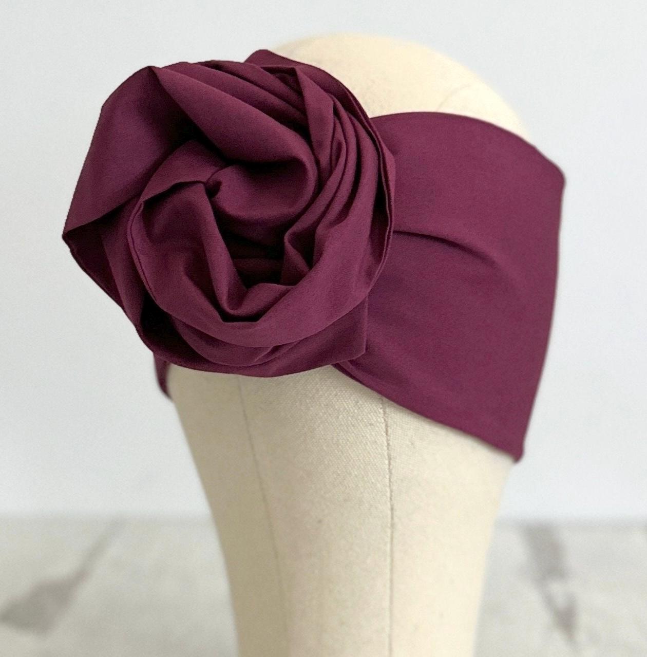 Extra Long Wide Wire Headband, Mulberry Mauve Solid Colored, Wired Headband, Fabric Head Wrap, Turban, Cotton Headband for Women