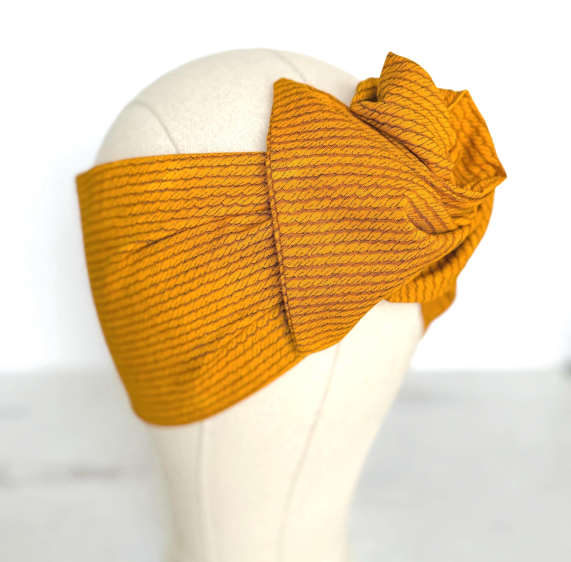 Extra Wide Adjustable Wire Headband, Mustard Yellow & Brown Wired Headband For Women, Bendable Head Wrap, Turban Accessories, Head Scarf