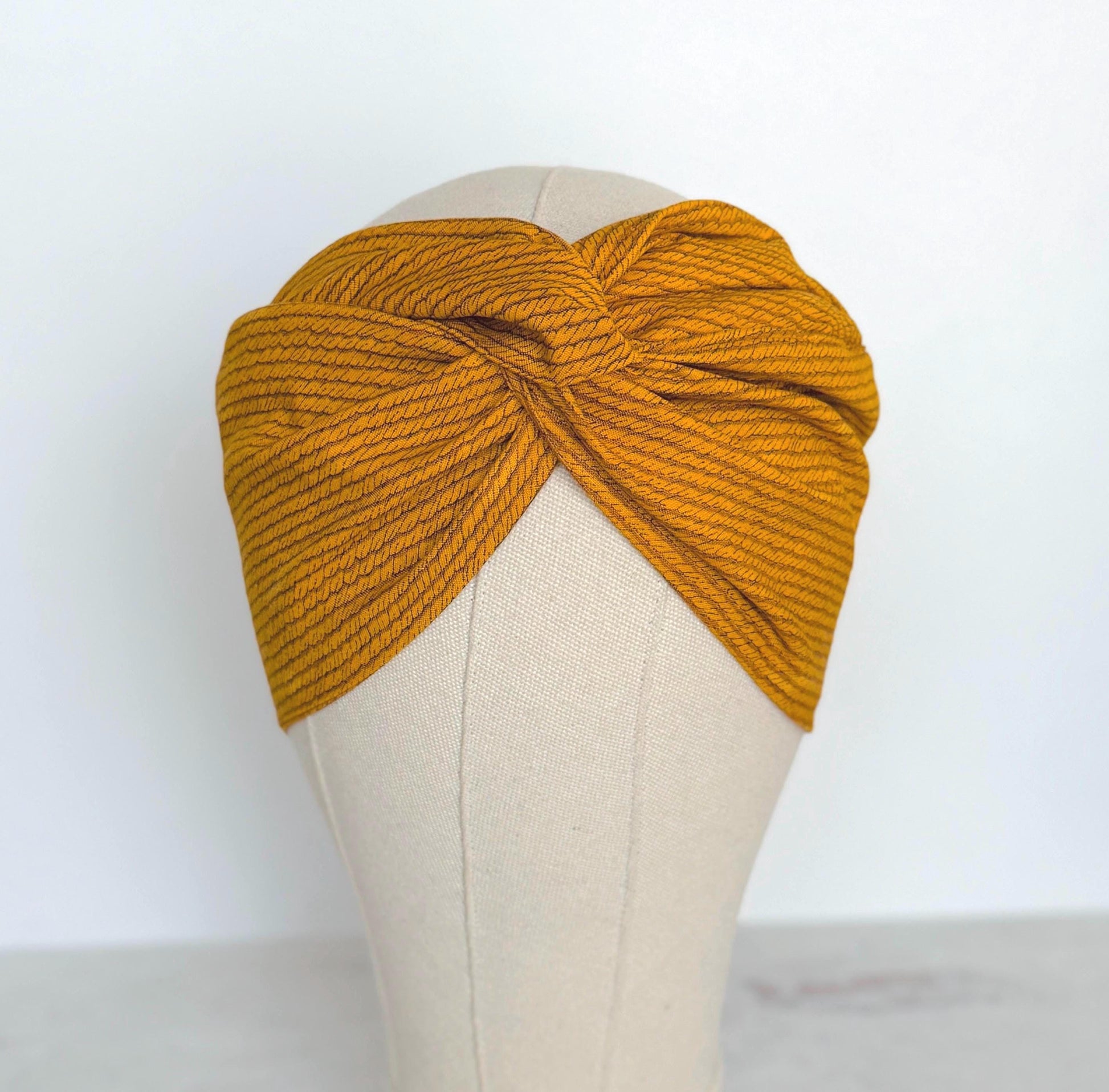 Extra Wide Adjustable Wire Headband, Mustard Yellow & Brown Wired Headband For Women, Bendable Head Wrap, Turban Accessories, Head Scarf