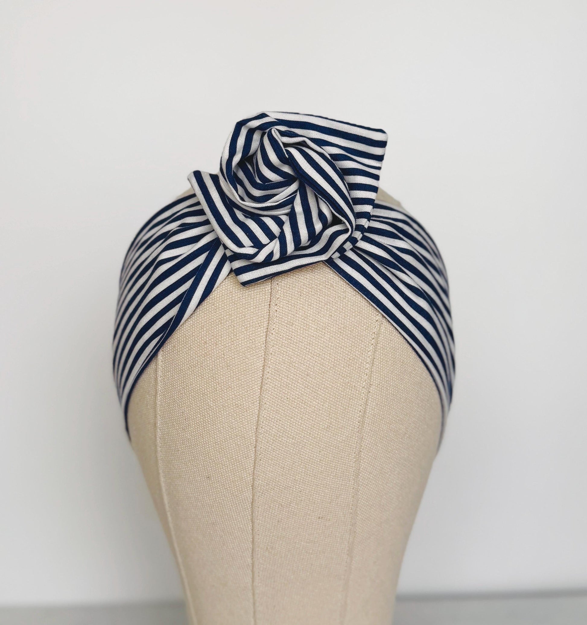 Mini Adjustable Wire Head Wrap, Navy & White Striped Wired Headband, Bendable Fabric Head Wrap, Women Head Scarf, Gift Ideas Mom Wife Friend