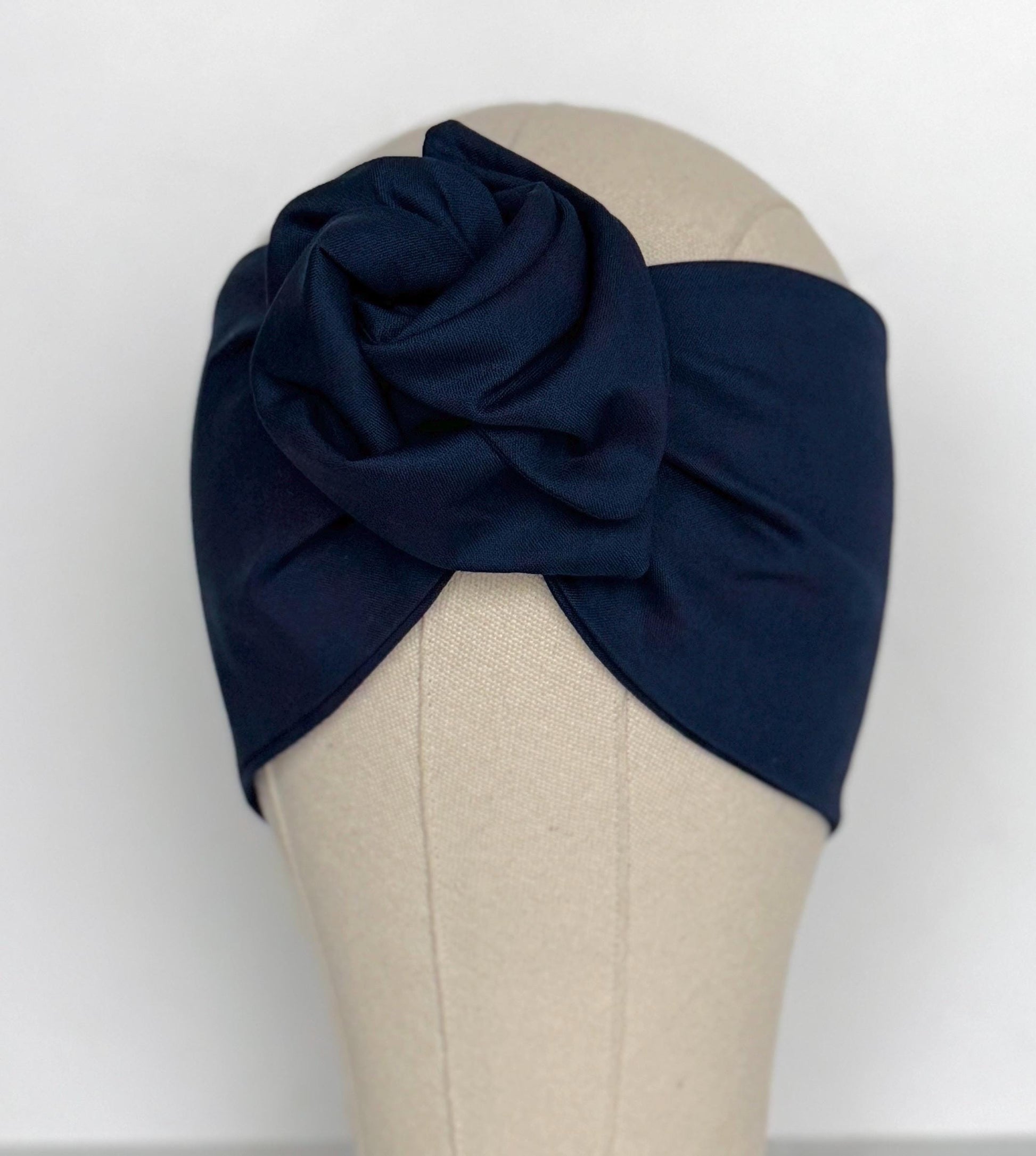 Extra Wide Adjustable Wire Headband, Navy Blue Wired Head Wrap, Turban, Fashion Hair Accessories for Women