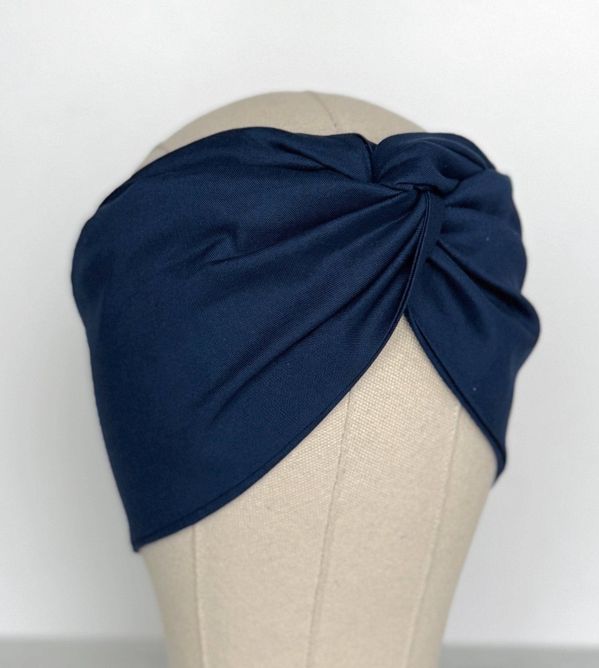 Extra Wide Adjustable Wire Headband, Navy Blue Wired Head Wrap, Turban, Fashion Hair Accessories for Women